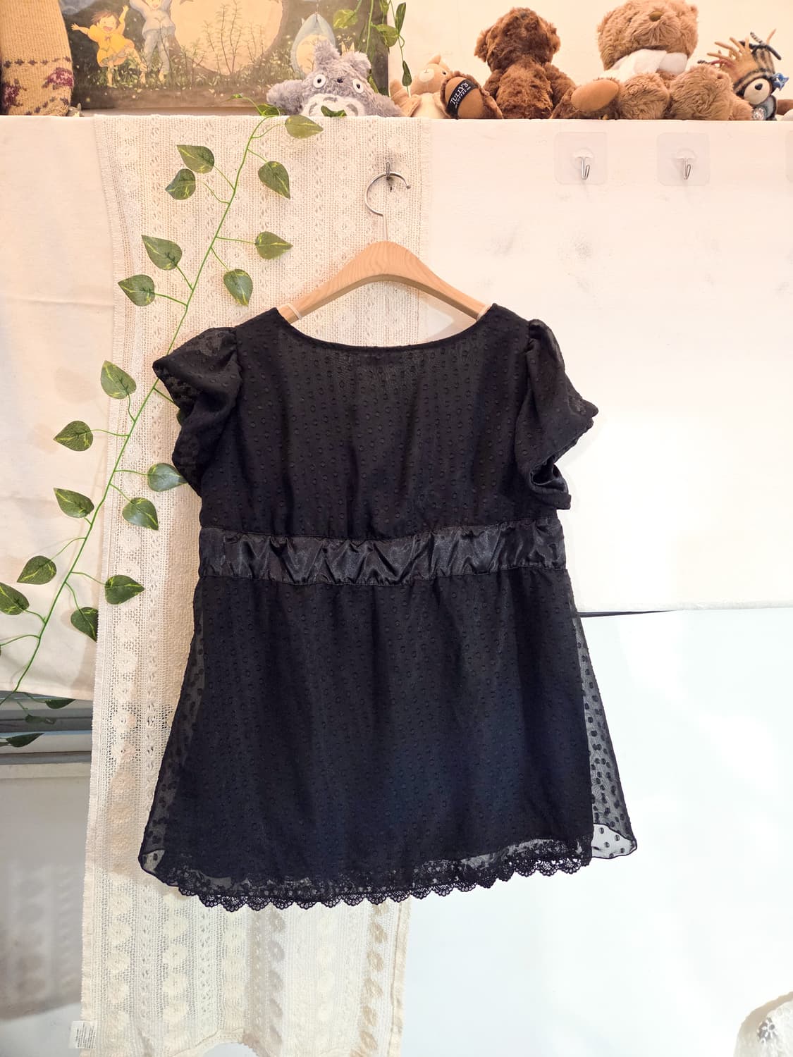 블랙 도트 쉬폰 블라우스 상품이미지5