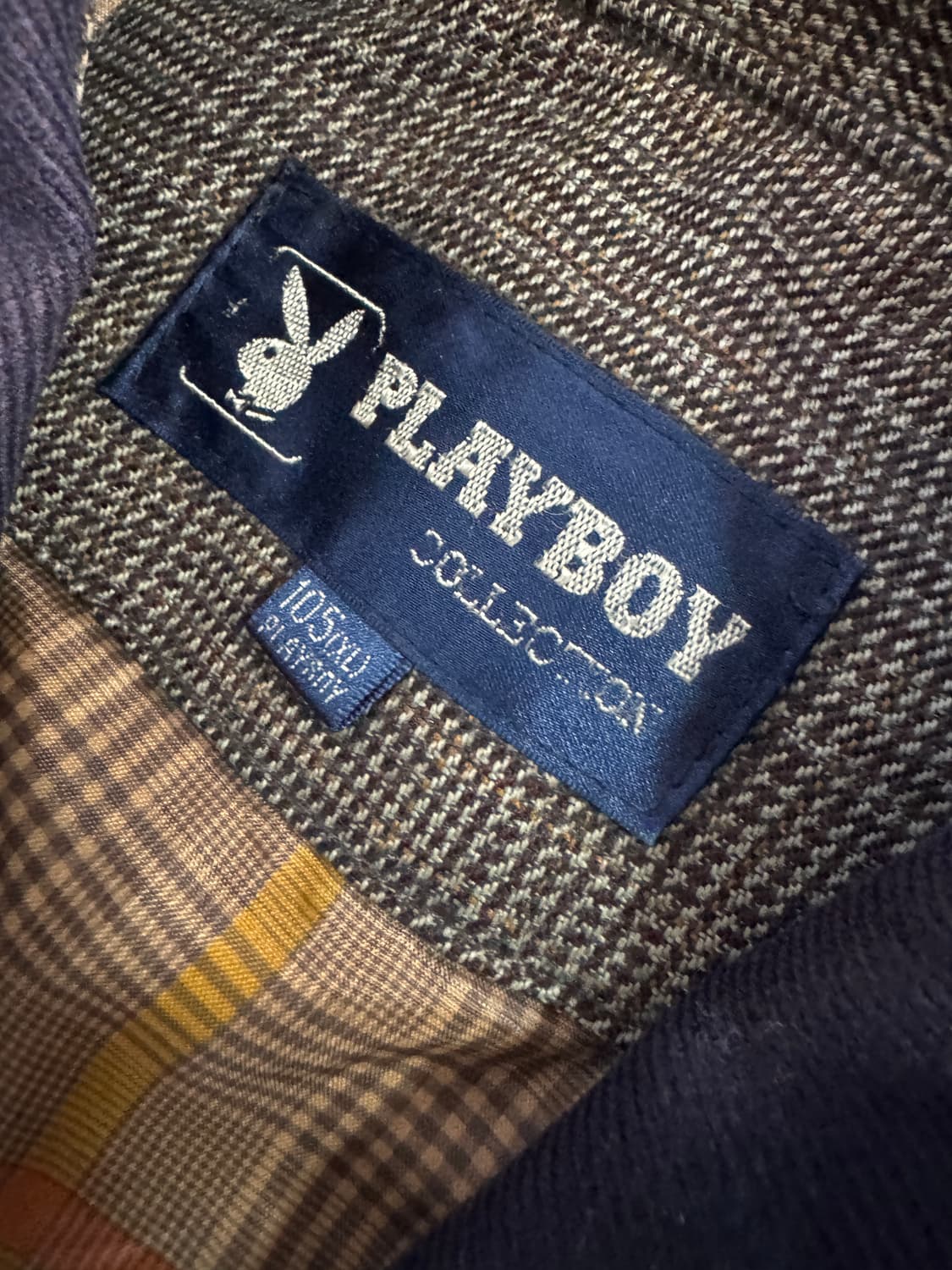 플레이보이 빈티지 체크 블루종 봄버 자켓 XL 상품이미지5