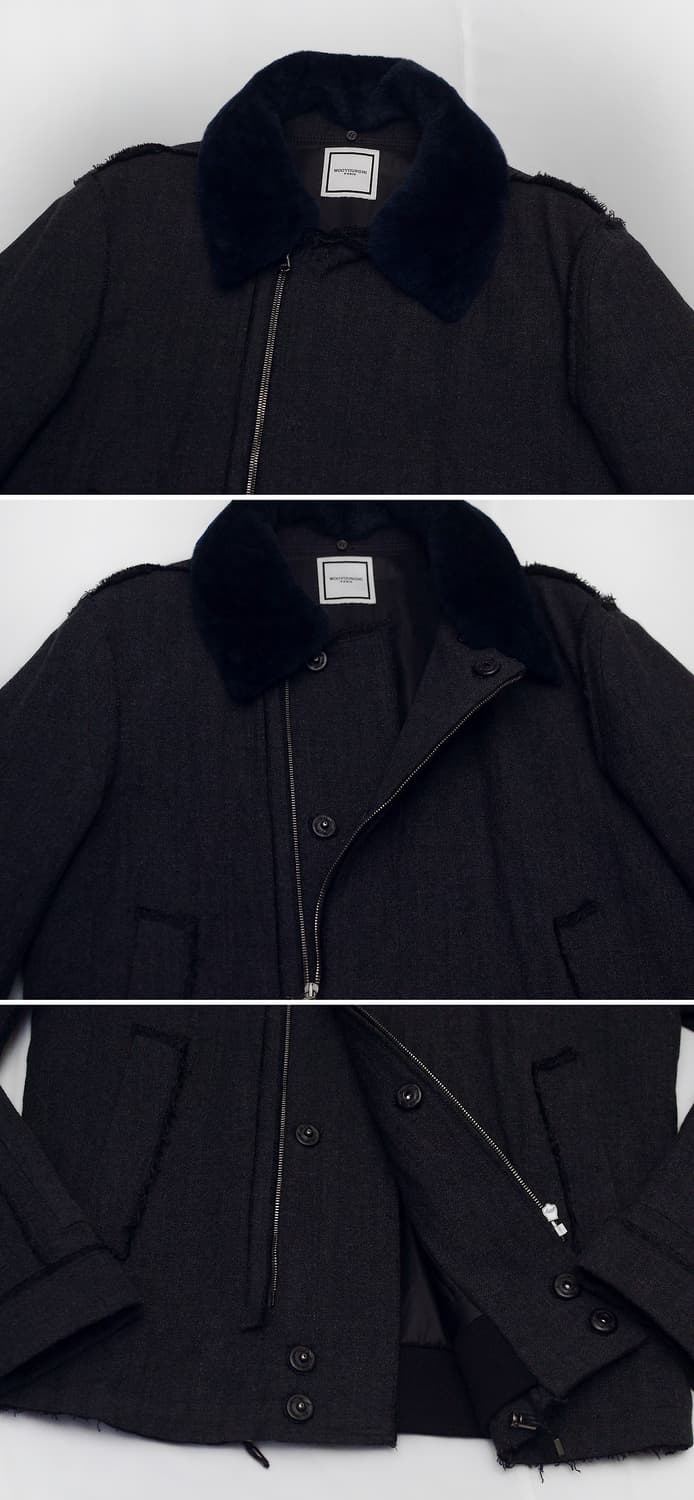 우영미 파리 무톤 카라 트위드 집업 패딩 자켓 (48 / 95-100) 상품이미지4