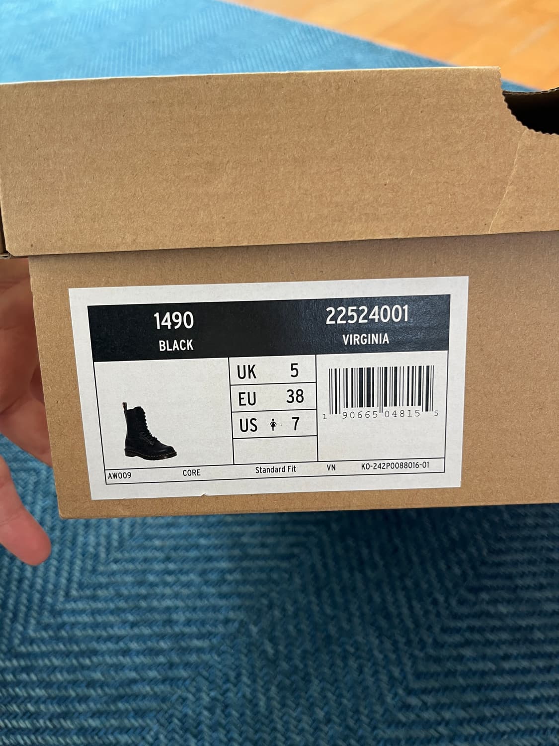 (새상품) 닥터마틴 1490 블랙 버지니아 10홀 240 상품이미지4