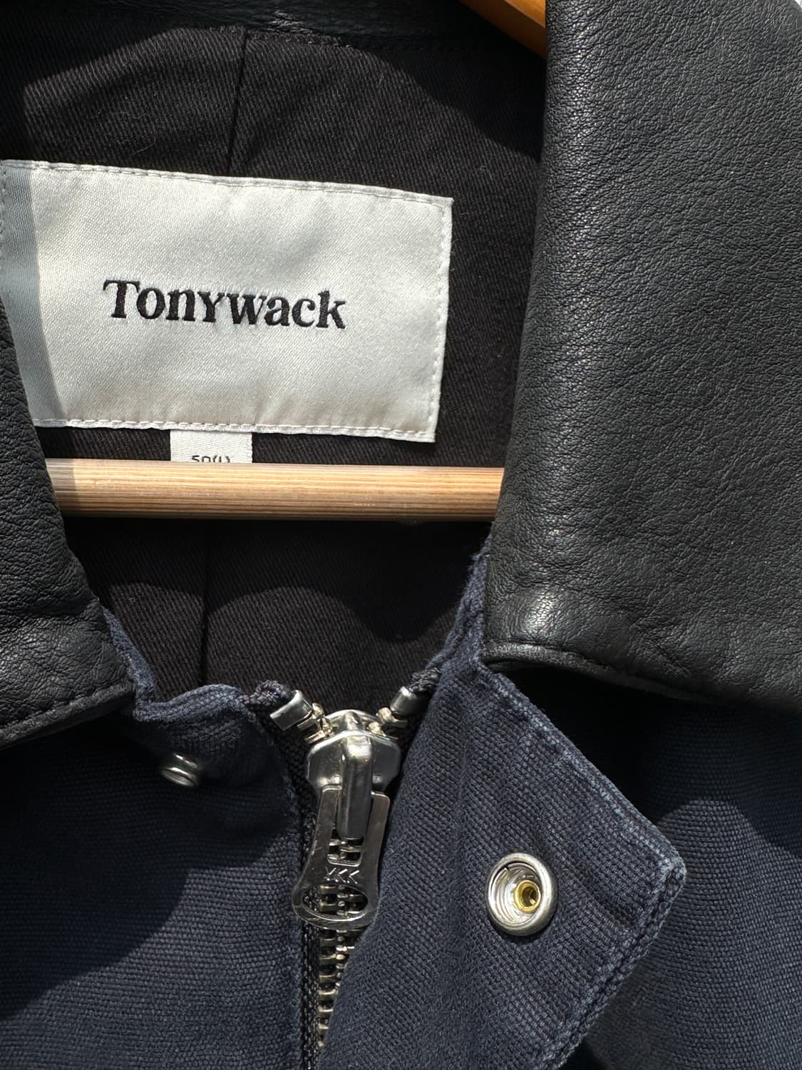 [L] 토니웩 블랙 레더 카라 네이비 워크 자켓 50사이즈 상품이미지3