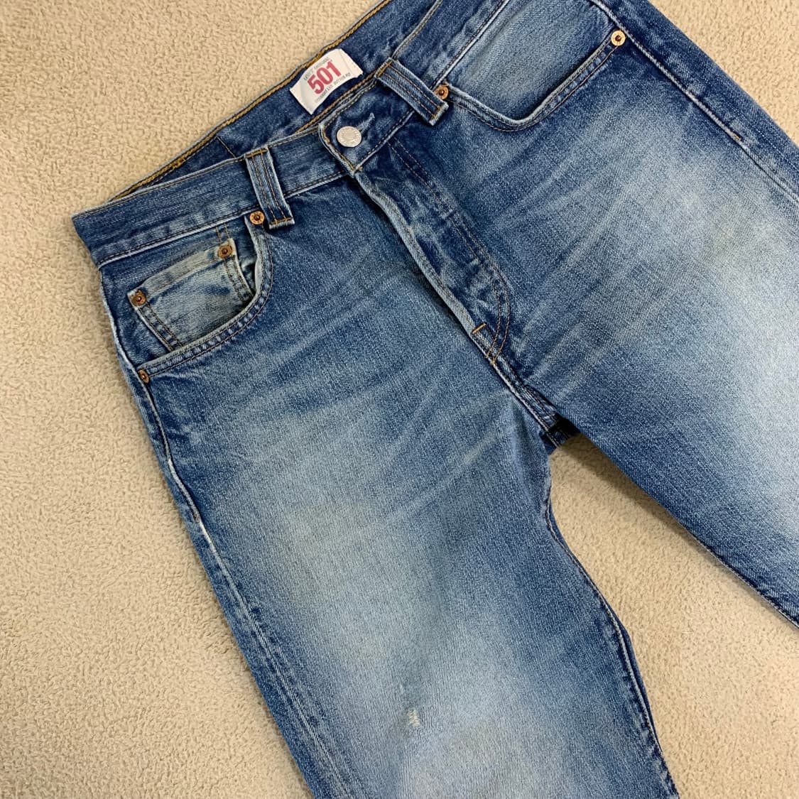 빈티지 리바이스 501 워싱 데님팬츠(30사이즈) 남자청바지 중청 상품이미지3