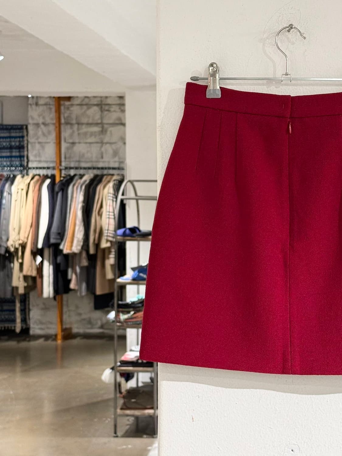 프라다 레드 라나버진울 미니 스커트 상품이미지5
