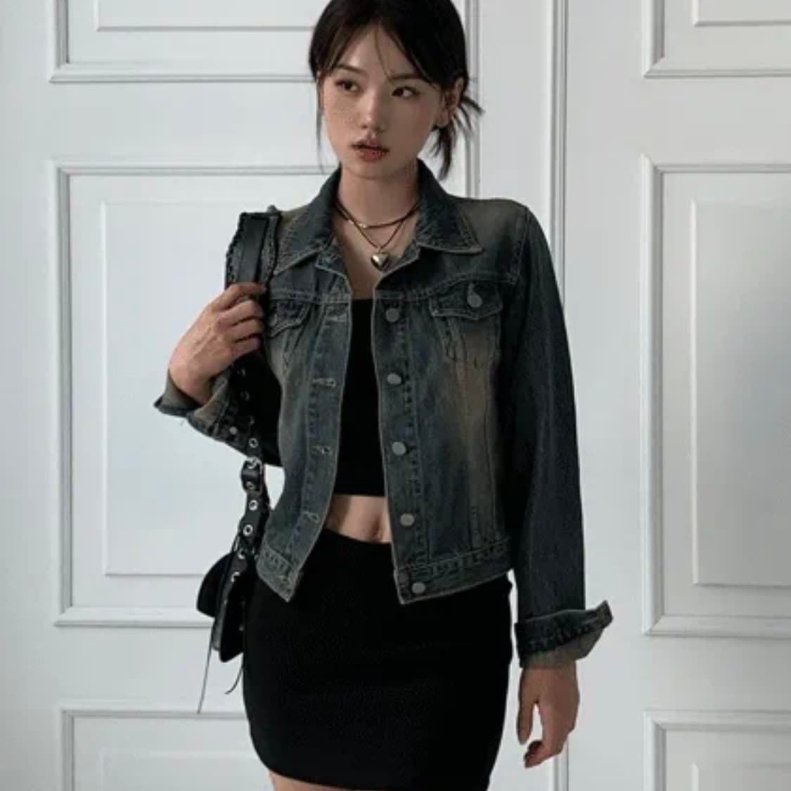 모디무드 워싱 슬림핏 빈티지 데님 자켓 상품이미지2