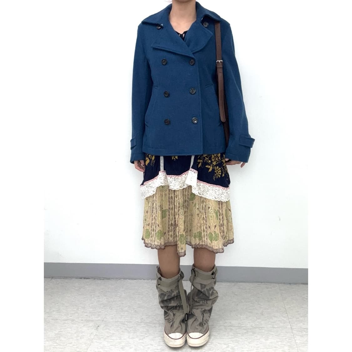빈티지 블루 더블 하프 코트 울 자켓 상품이미지2