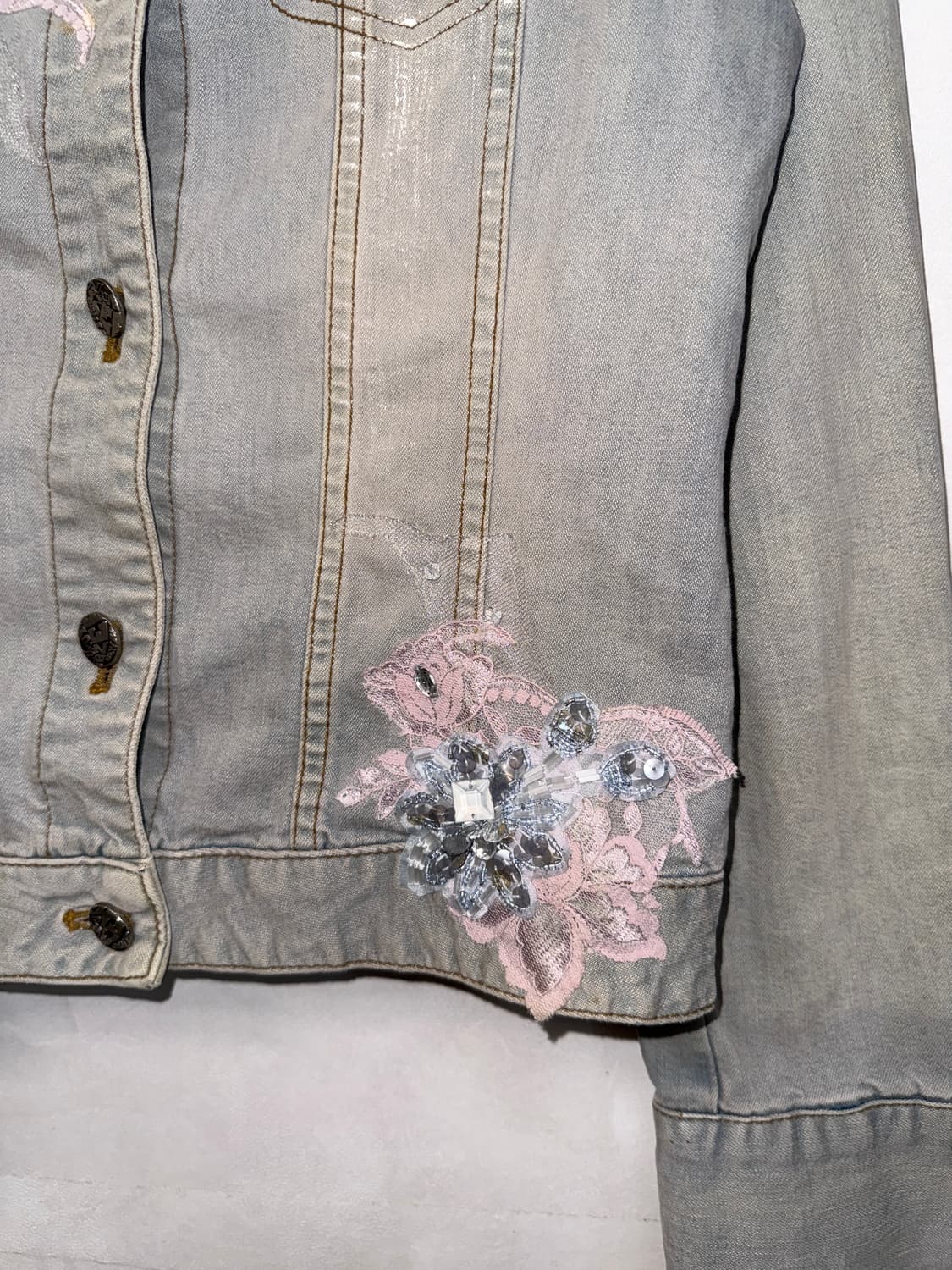 Obzee fairy flower lace denim jacket 상품이미지5