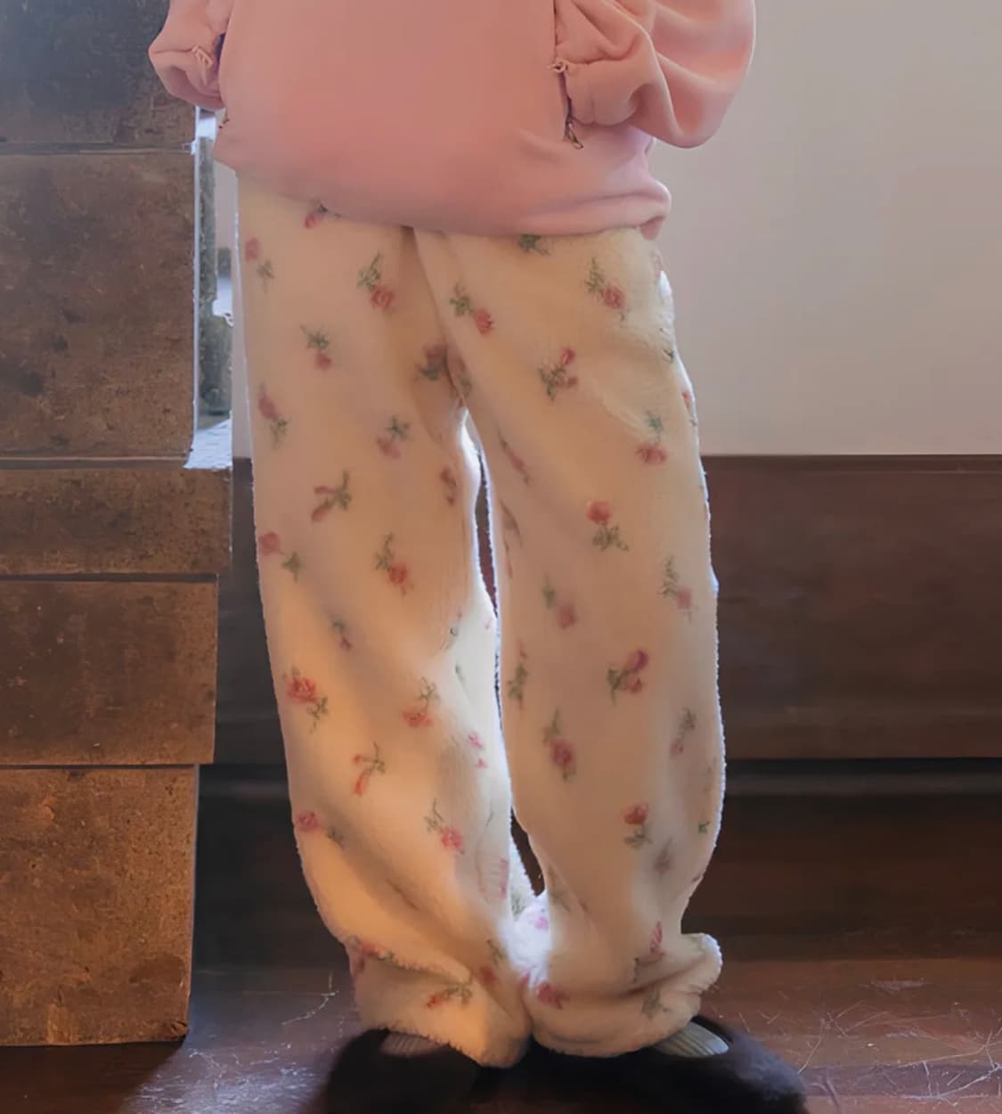 [새상품] 튜드먼트 플로럴 플리스 팬츠 아이보리 상품이미지7