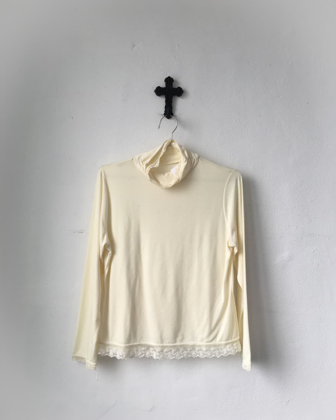 Lace trimming high neck sleeve 상품이미지2