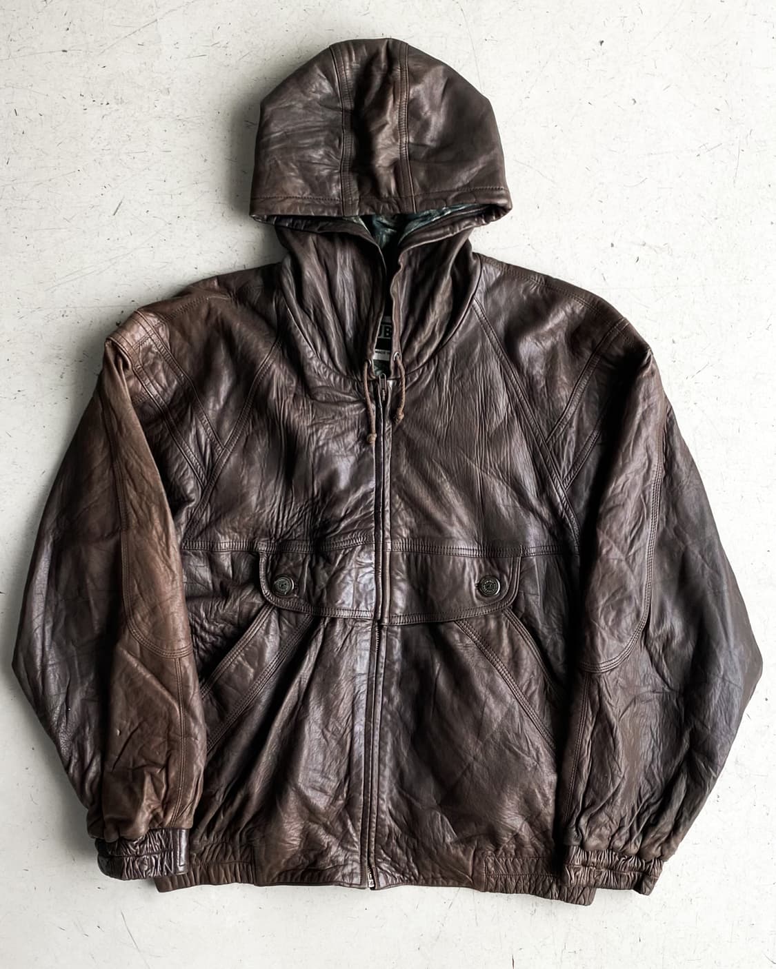 Deubo 램스킨 후드 봄버 레더 자켓 상품이미지4