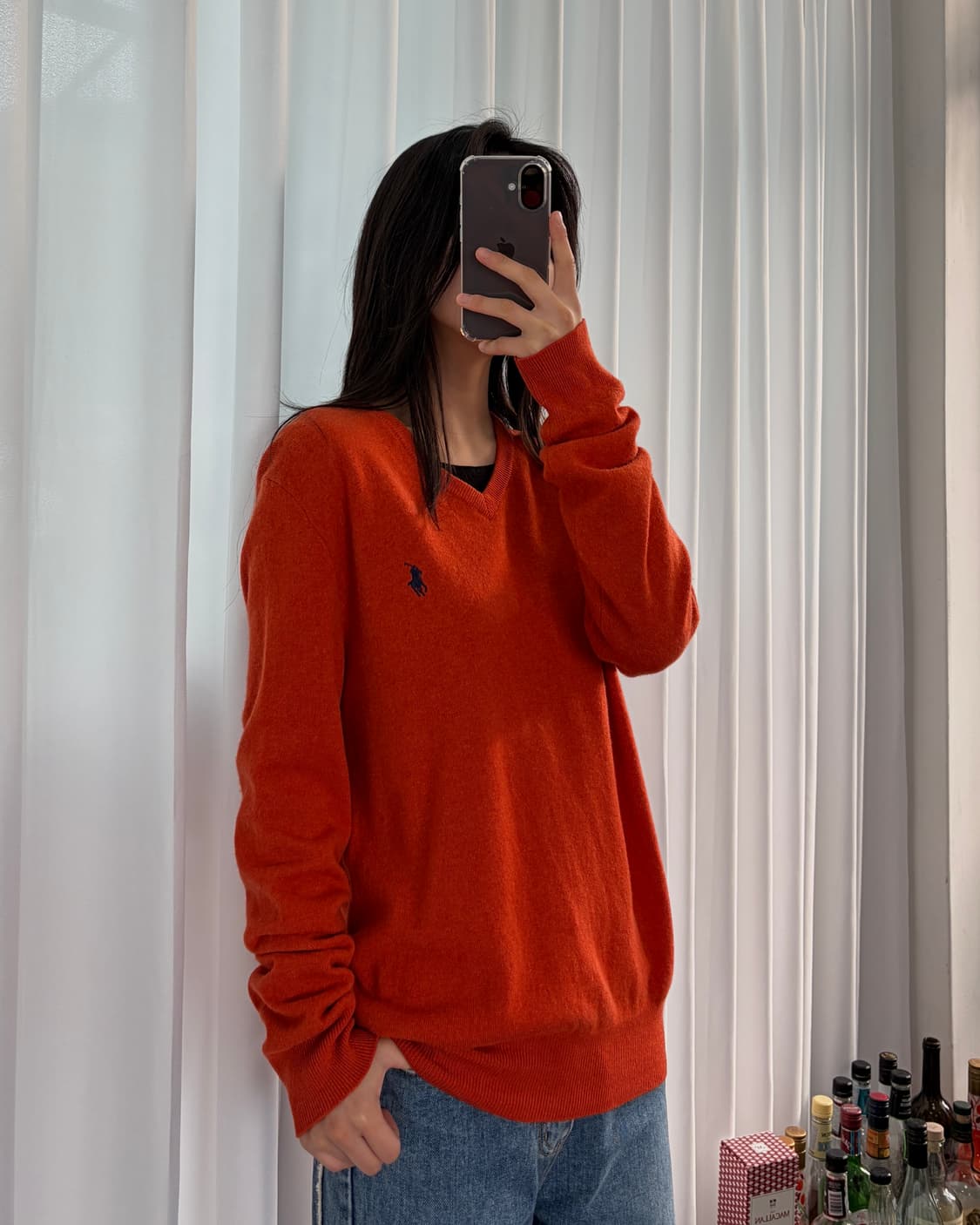 [M]폴로 랄프로렌 오렌지 브이넥 니트 상품이미지1