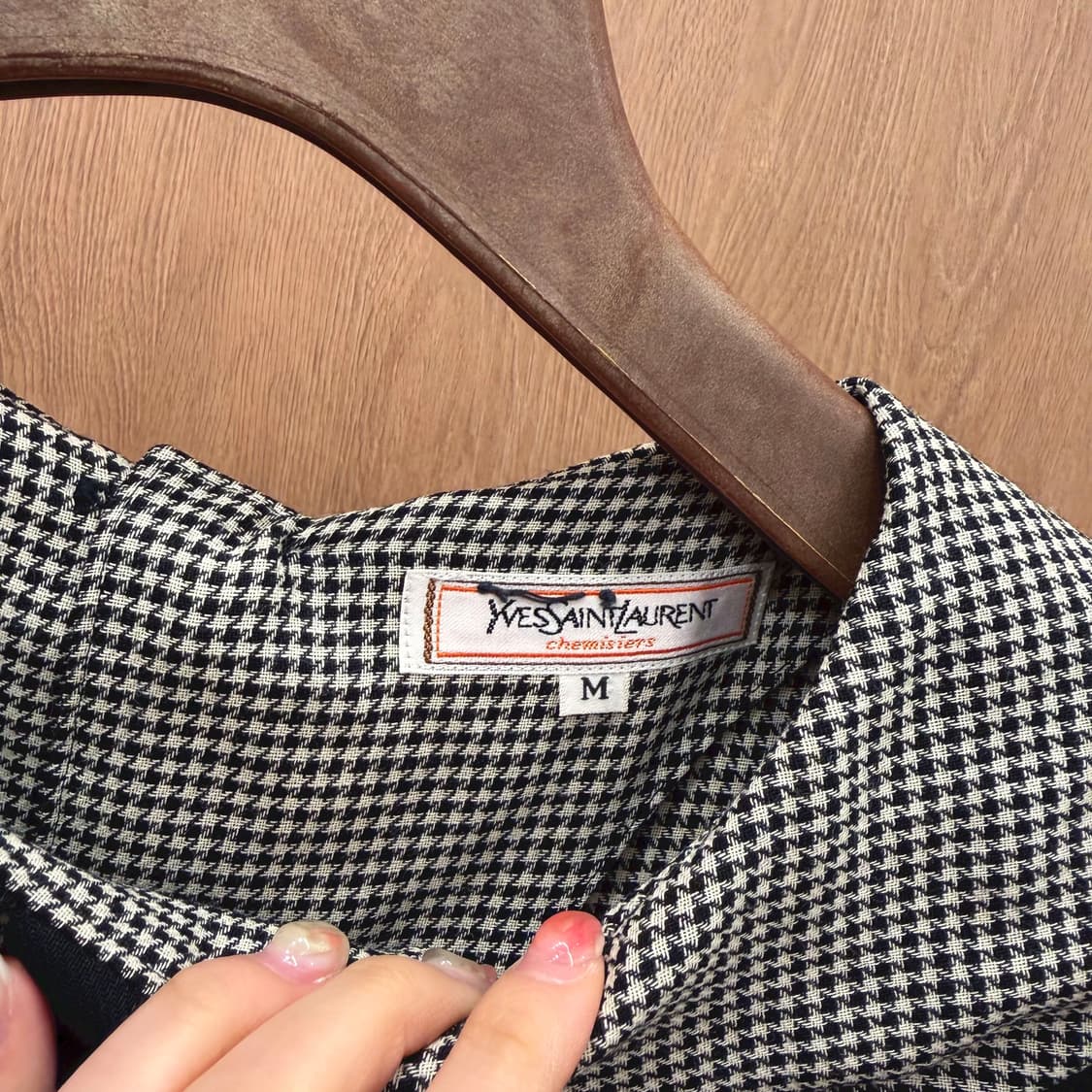 입생로랑 가디건 빅카라 하운드 투스 패턴 디테일 레귤러핏 블랙 화이트 상품이미지6