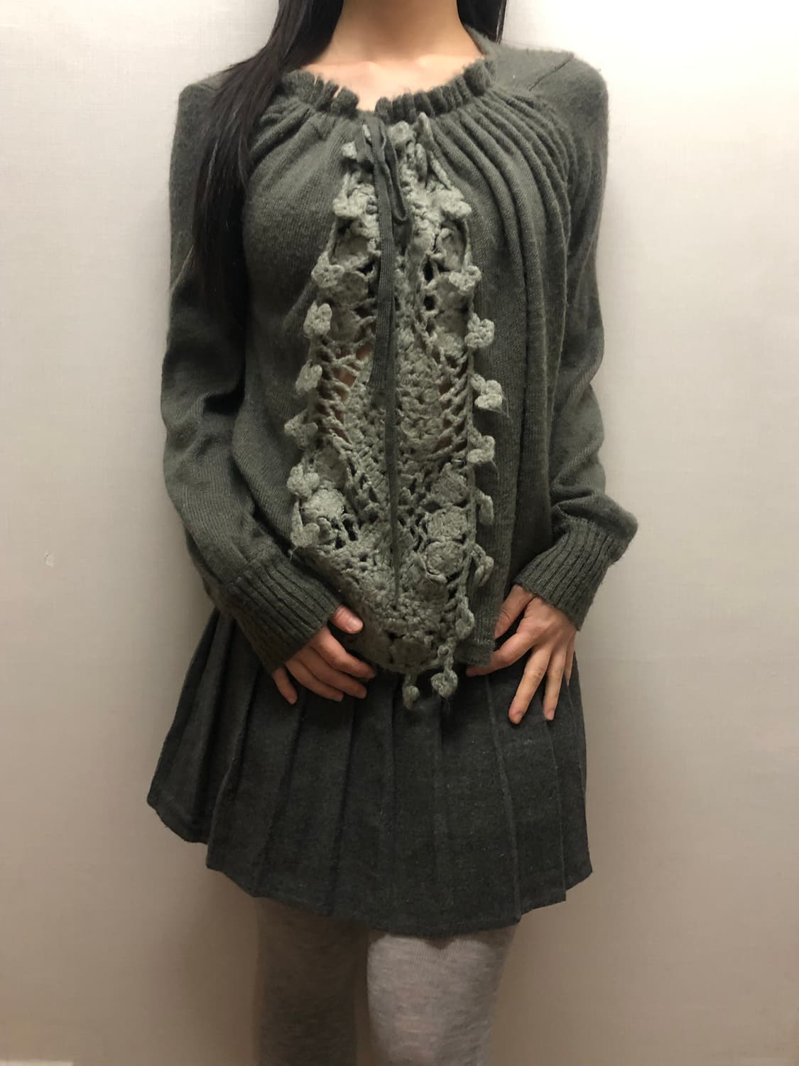 빈티지 그레이 크로쉐 니트 상품이미지8