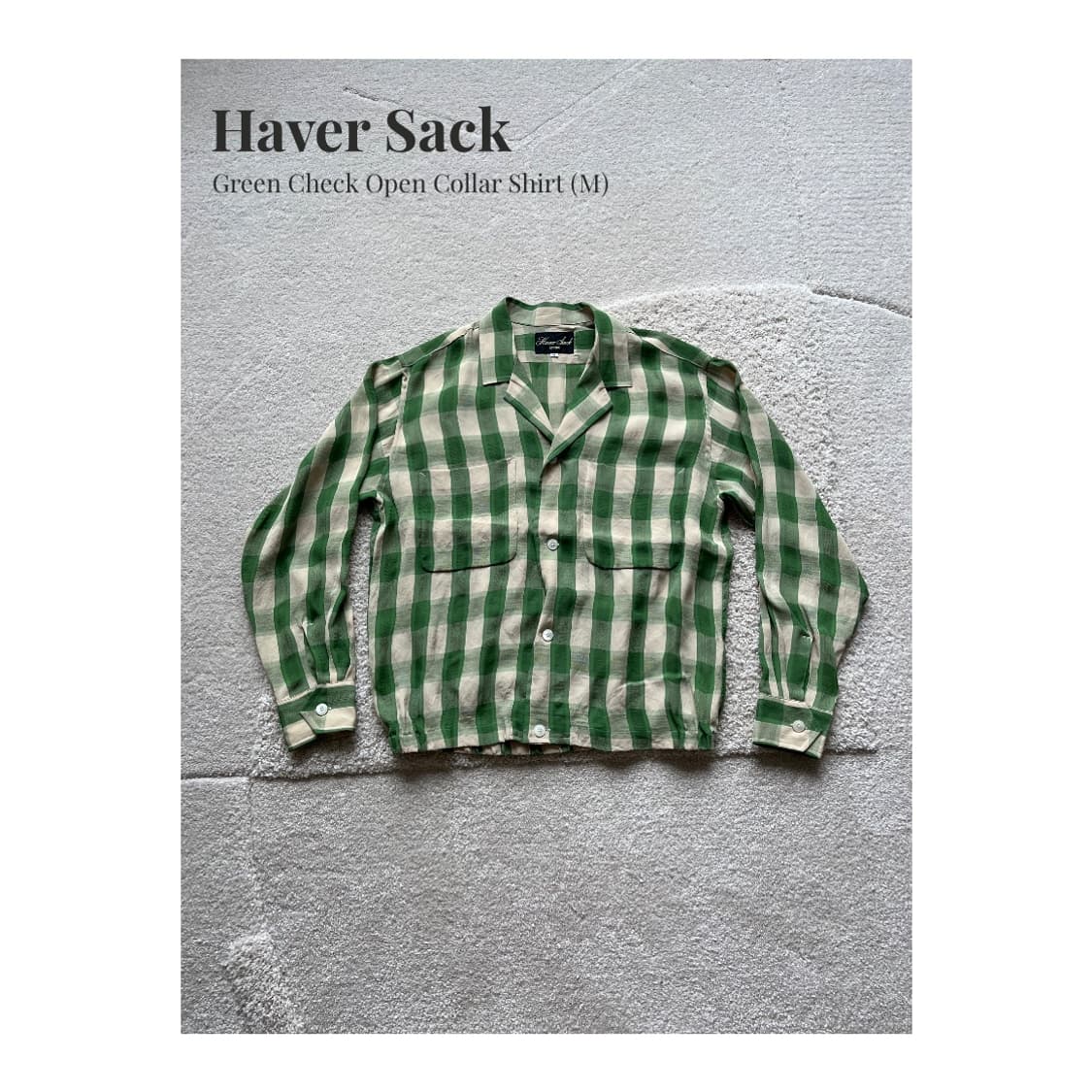 Haver Sack 그린 체크 오픈칼라 셔츠 (100-103) 상품이미지1