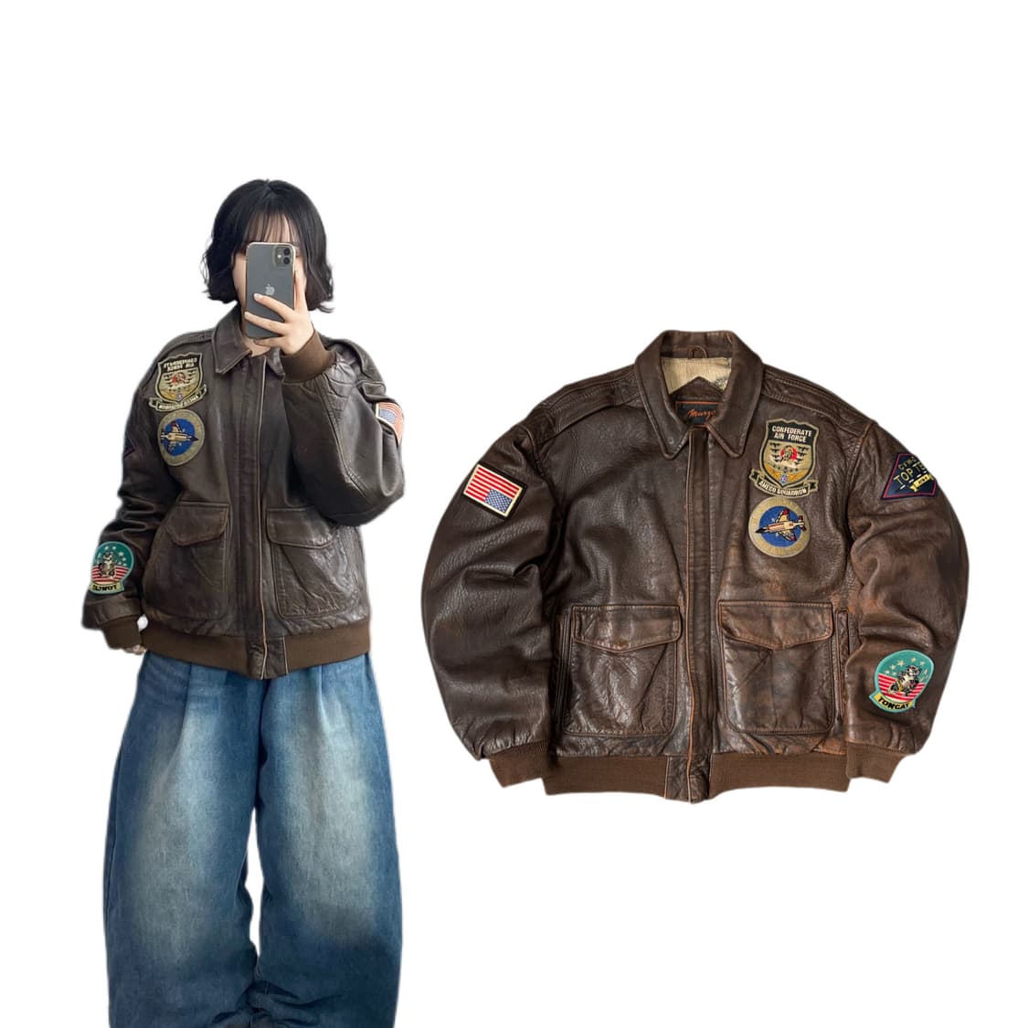 USA 빈티지 A2 리얼레더 양가죽 램스킨 성조기 가죽자켓  상품이미지2