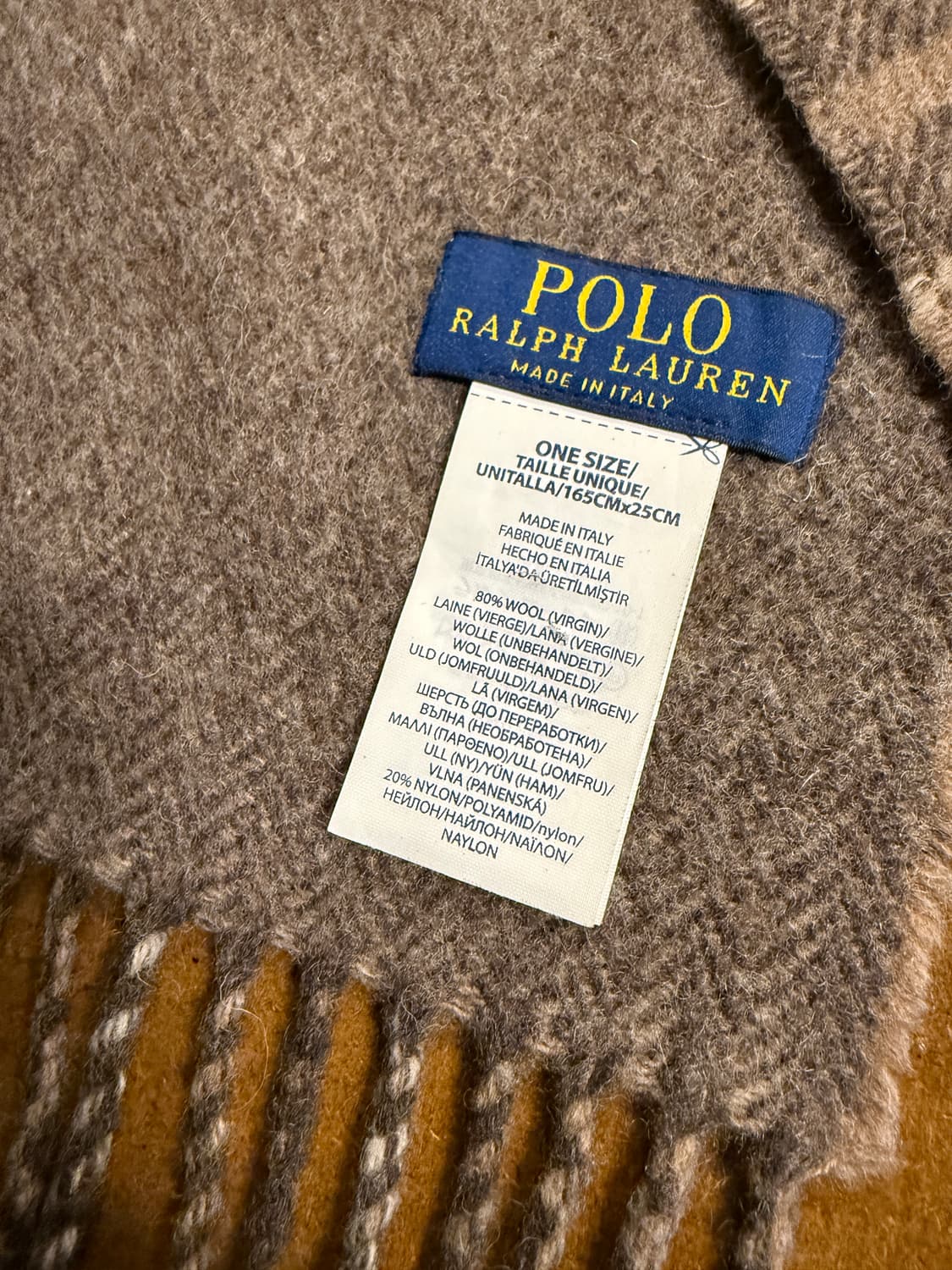 폴로 랄프로렌 이탈리아 리버시블 체크 울 머플러 브라운 상품이미지4