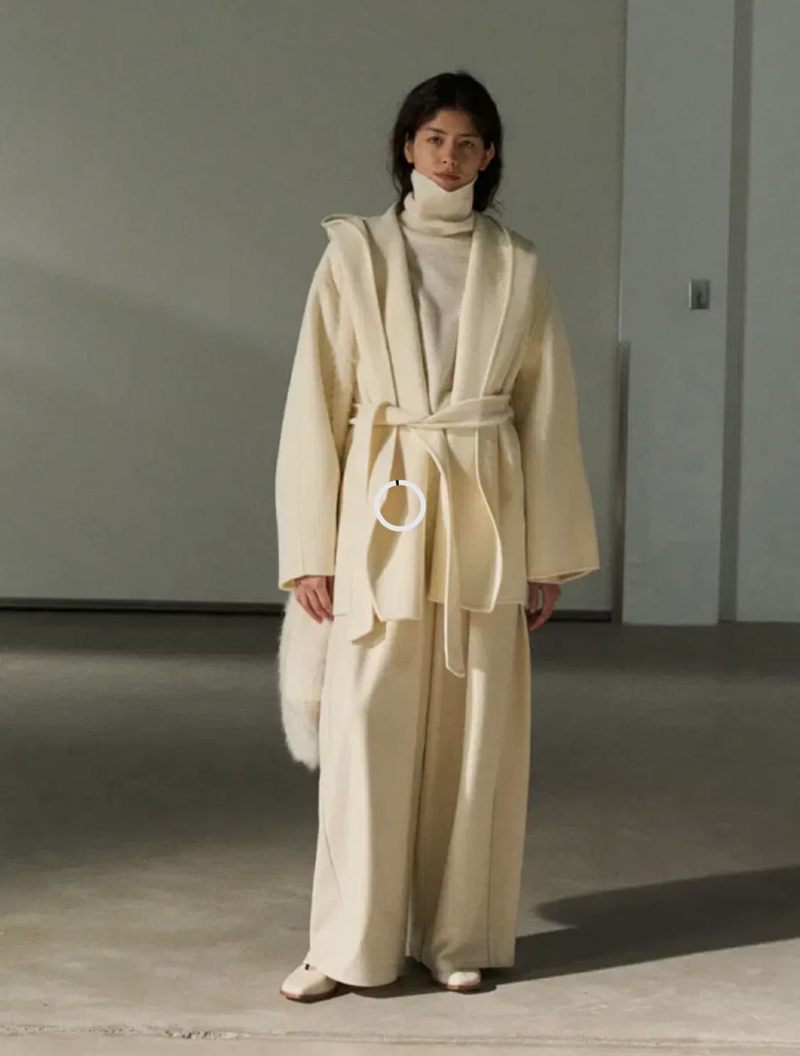 핸드메이드 프리미엄 후드 코트 (아이보리) 상품이미지4