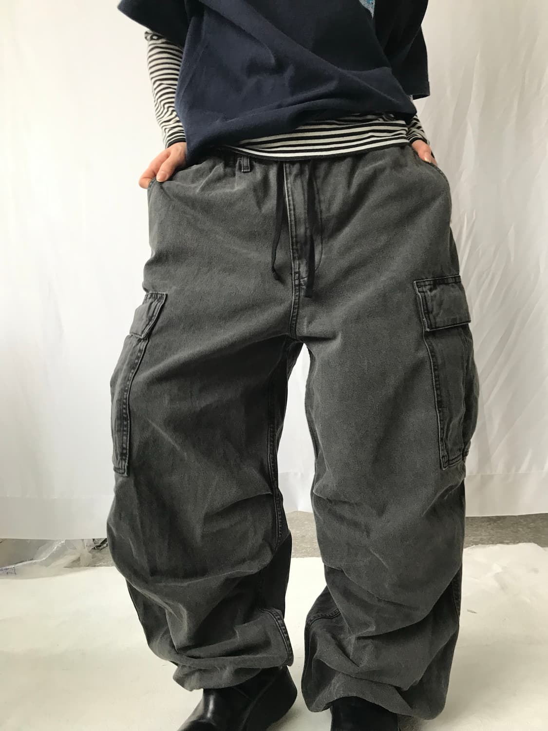 핀턱 와이드 데님 팬츠 상품이미지1