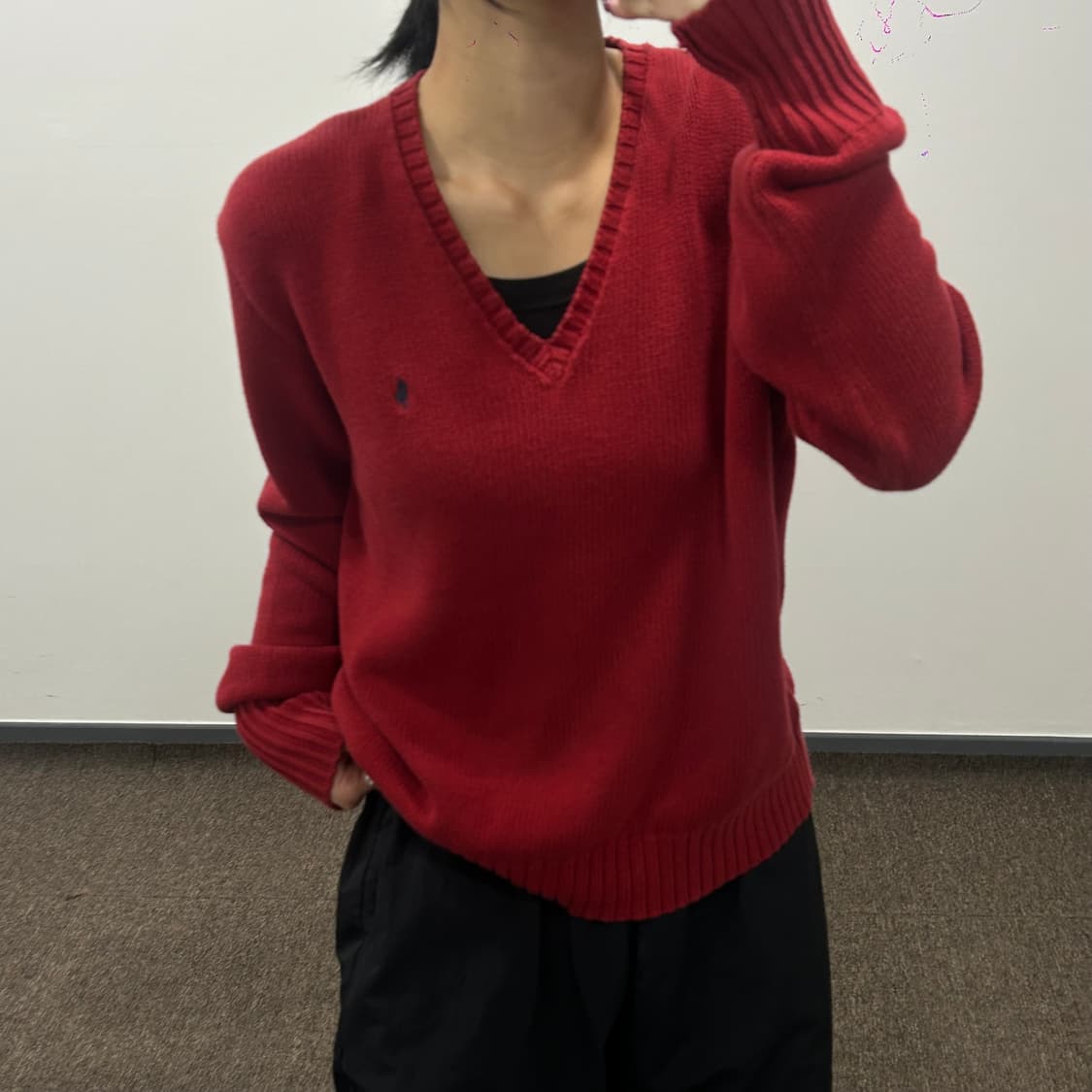 Polo 폴로 네이비포니 레드 브이넥 니트 상품이미지2