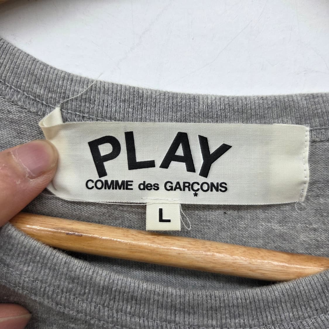 꼼데가르송 플레이 회색 하트 반팔 티셔츠 여L 상품이미지4