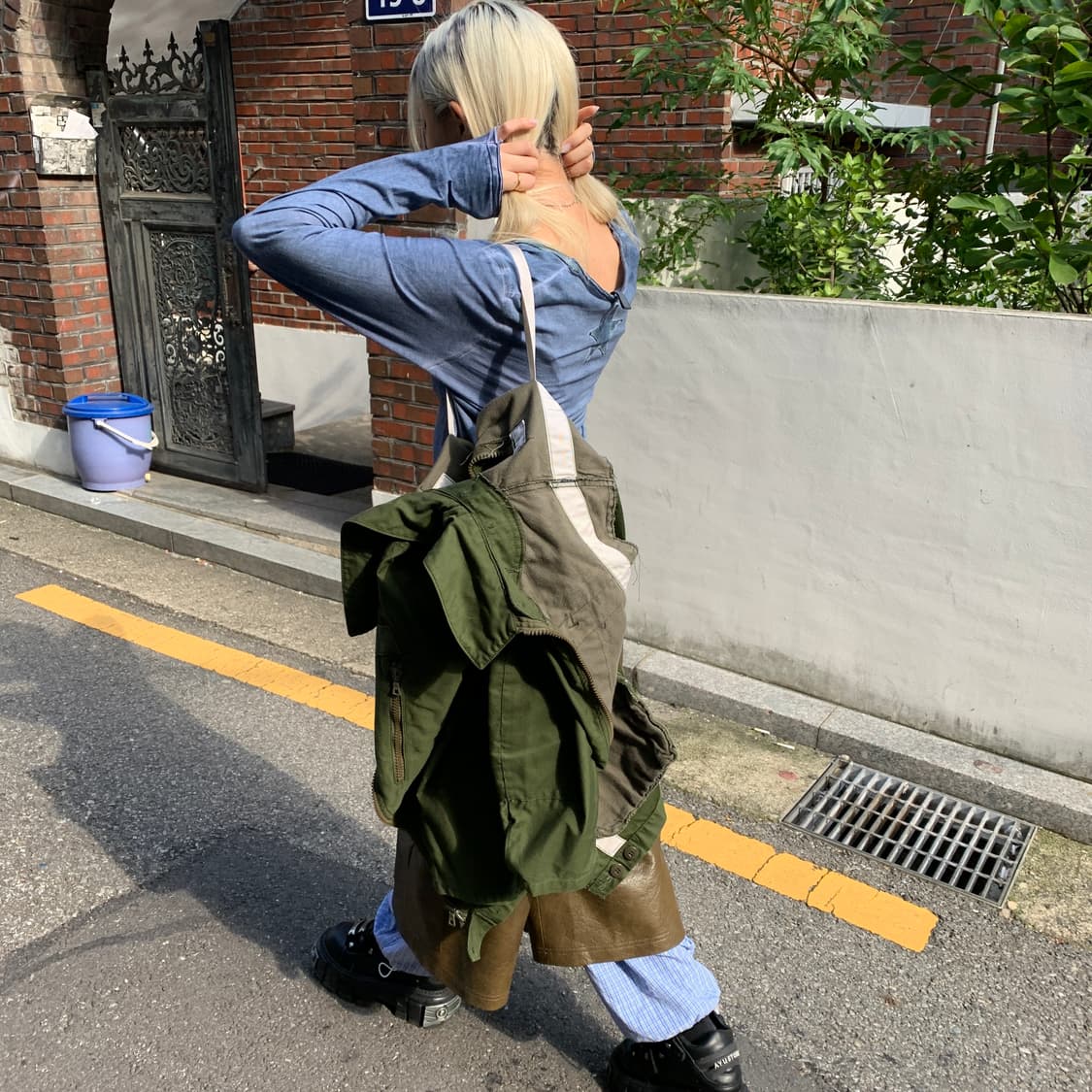 조르지오 브라토 백 레더 패치 브이넥 다잉 롱슬리브 상품이미지8