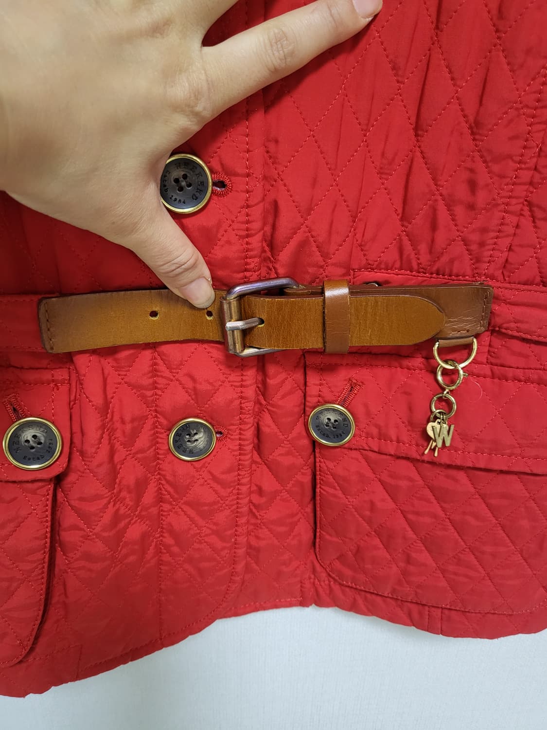 막스마라 오렌지레드 벨트 퀄팅베스트 44-66 상품이미지3