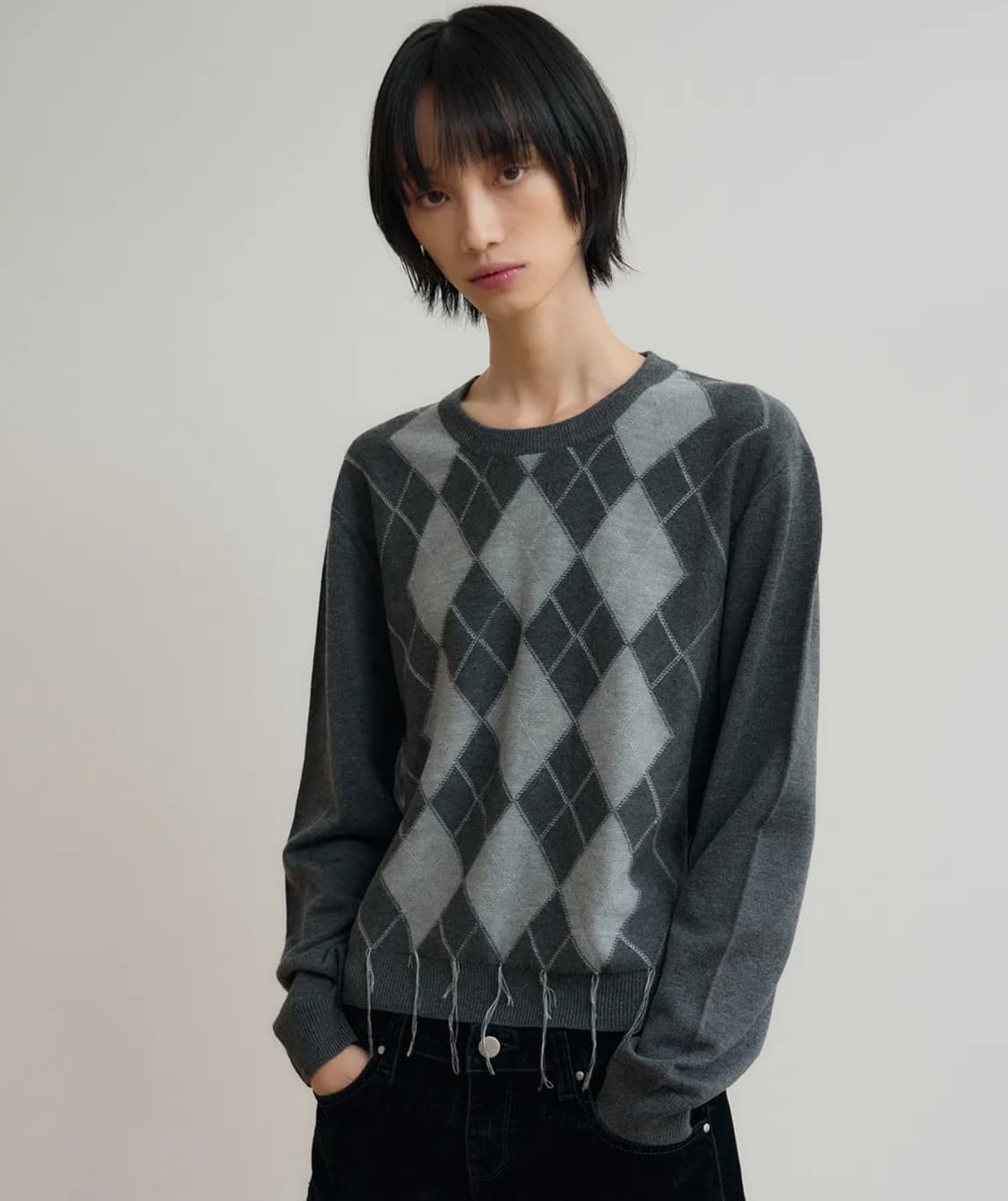 시스에이 울 릴렉스드 빈티지 아가일 니트 상품이미지1