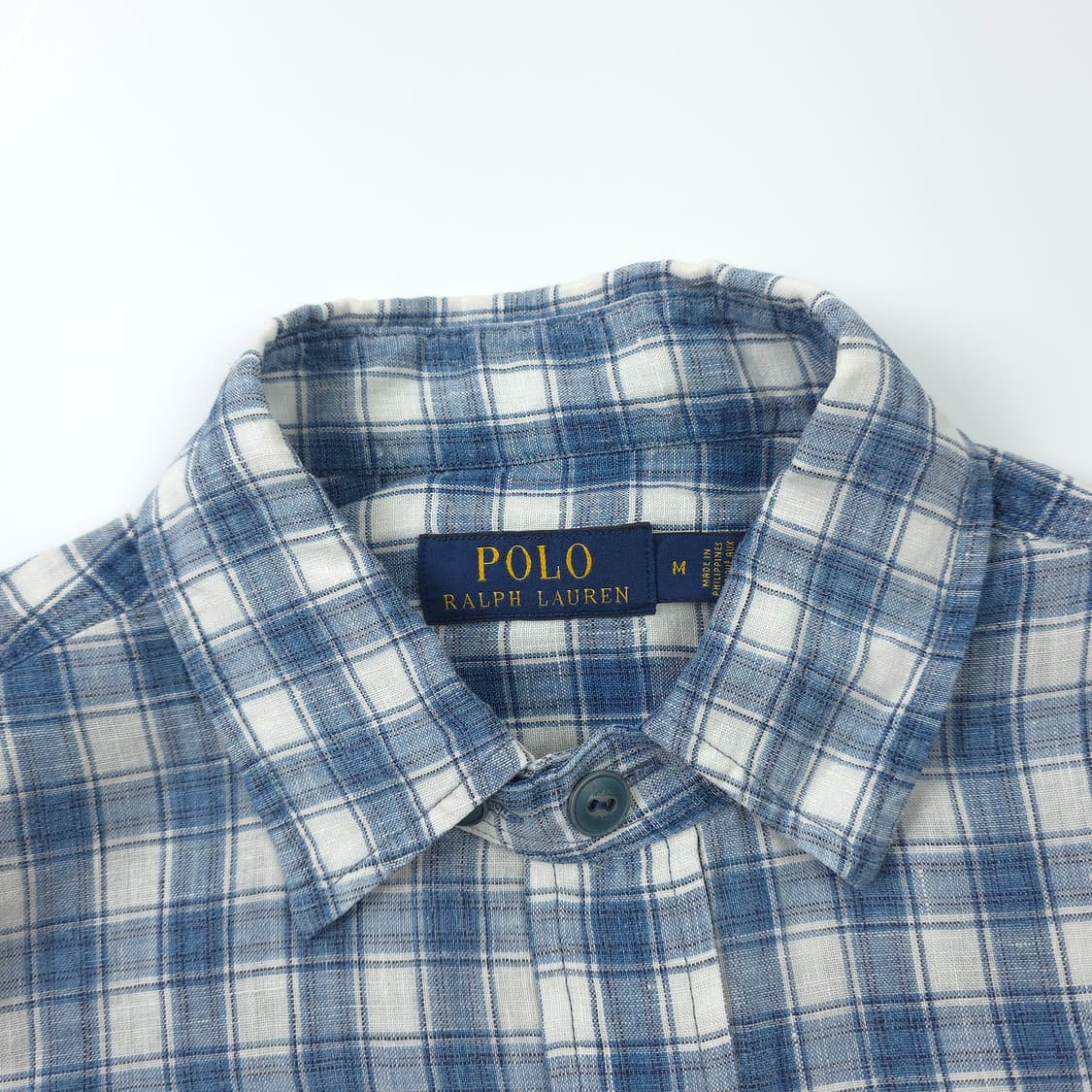 폴로 랄프로렌 린넨 반팔 체크셔츠 블루 (M) 상품이미지4