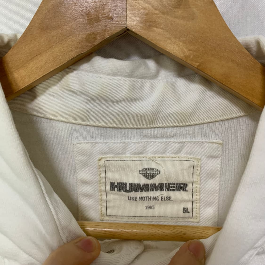 HUMMER 험머 사선 지퍼 디테일 반팔 카라 티셔츠 아이보리 00s 상품이미지3