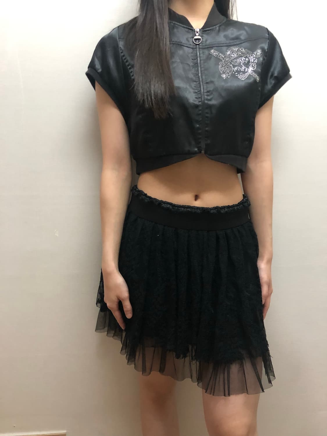 빈티지 mlb 블랙 스컬 크롭 점퍼 상품이미지4