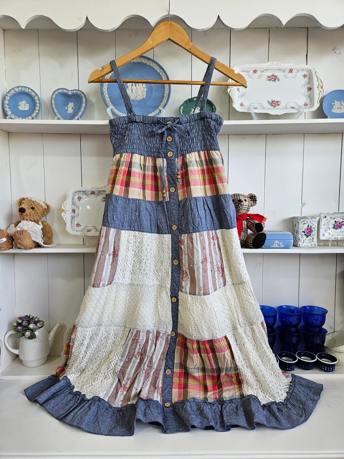 패치워크 원피스 빈티지 스타일 상품이미지1