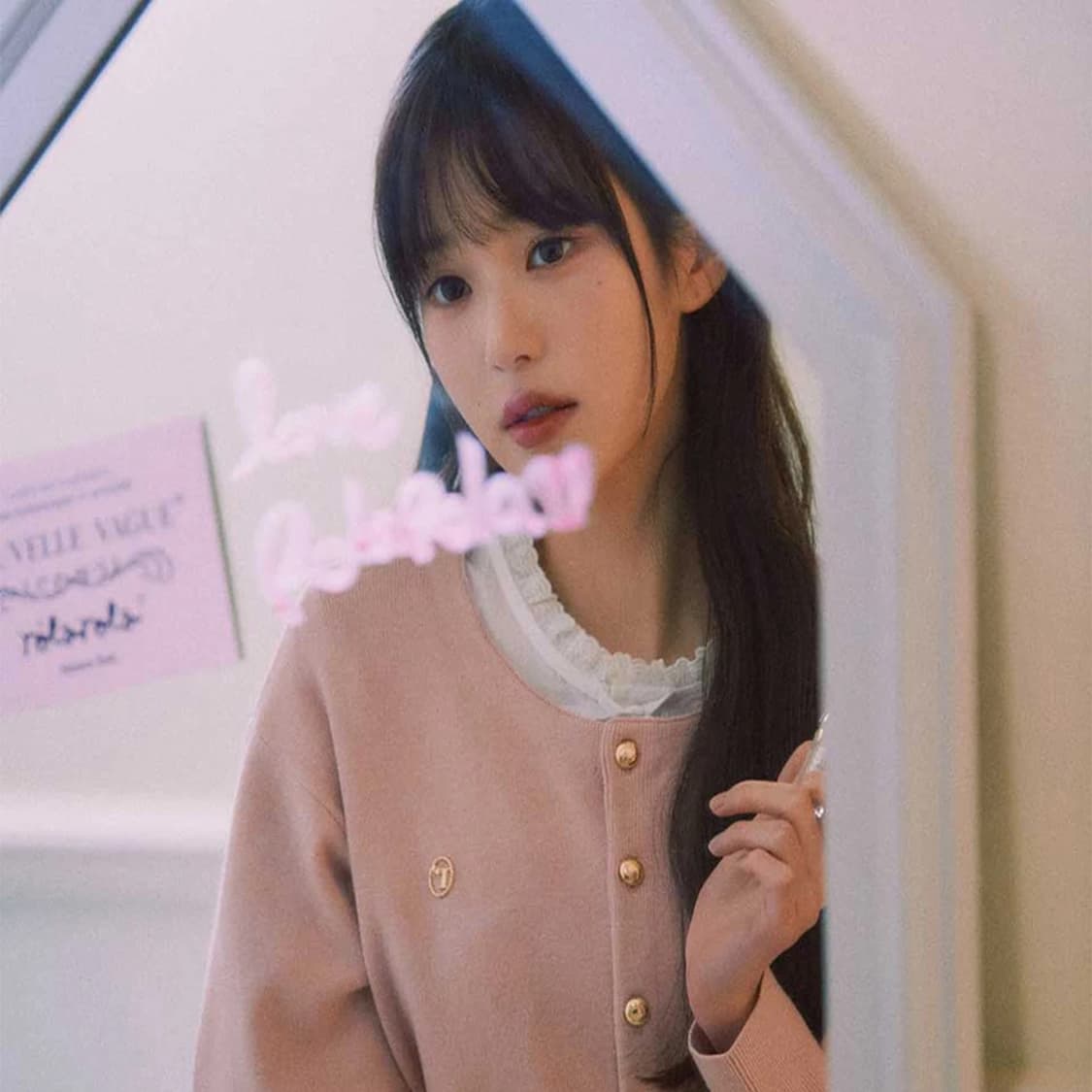 로라로라 라운드 볼륨 핑크 금장단추 모달 가디건 F 상품이미지2