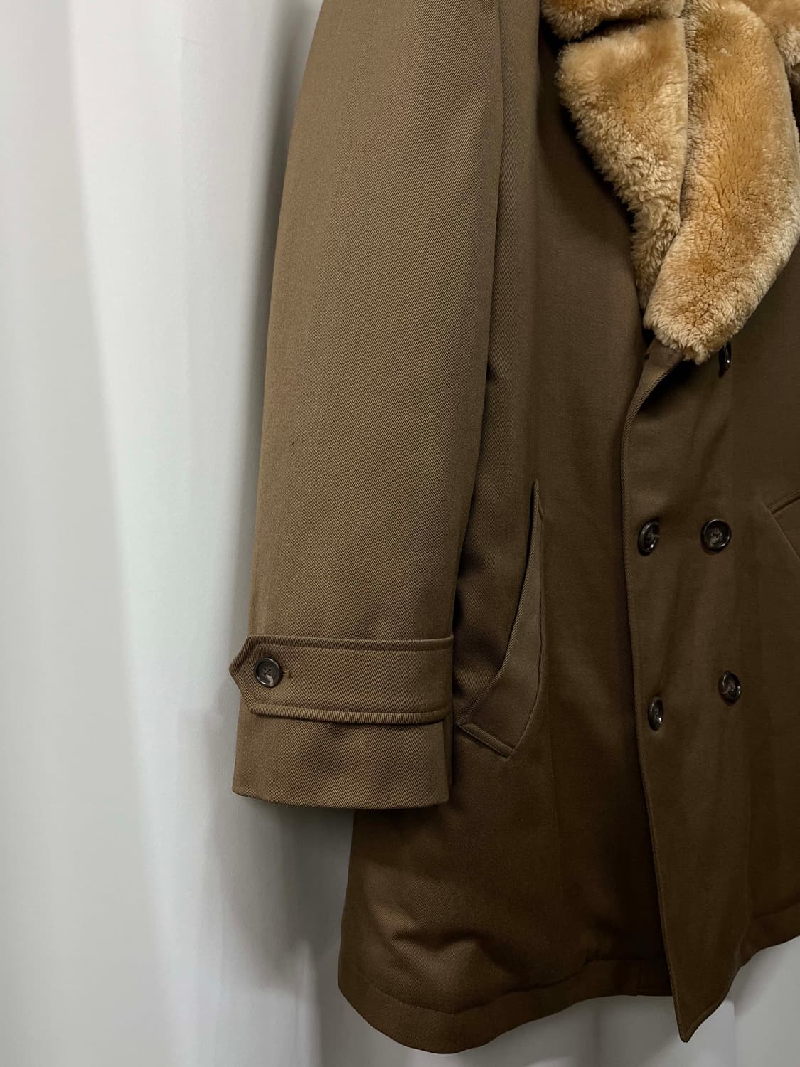 90's 폴로 랄프로렌 시어링 브라운 오피서 더블 브레스티드 코트 자켓 상품이미지7