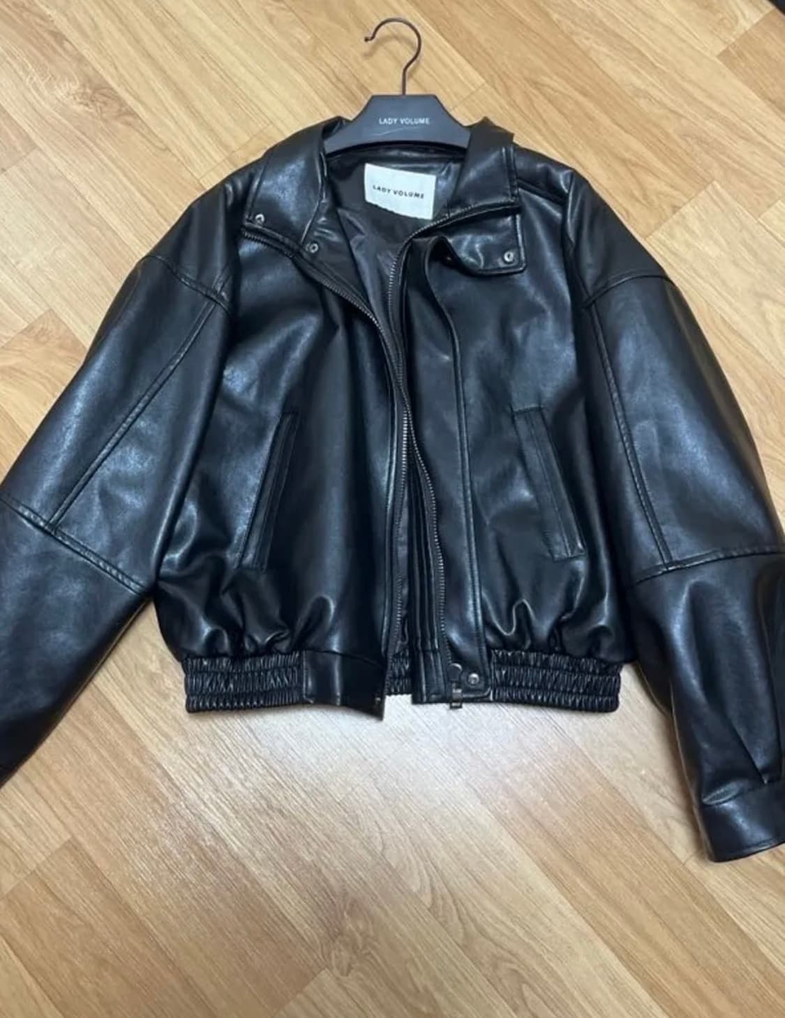 레이디볼륨 9042 비건 레더 오버핏 자켓 상품이미지3