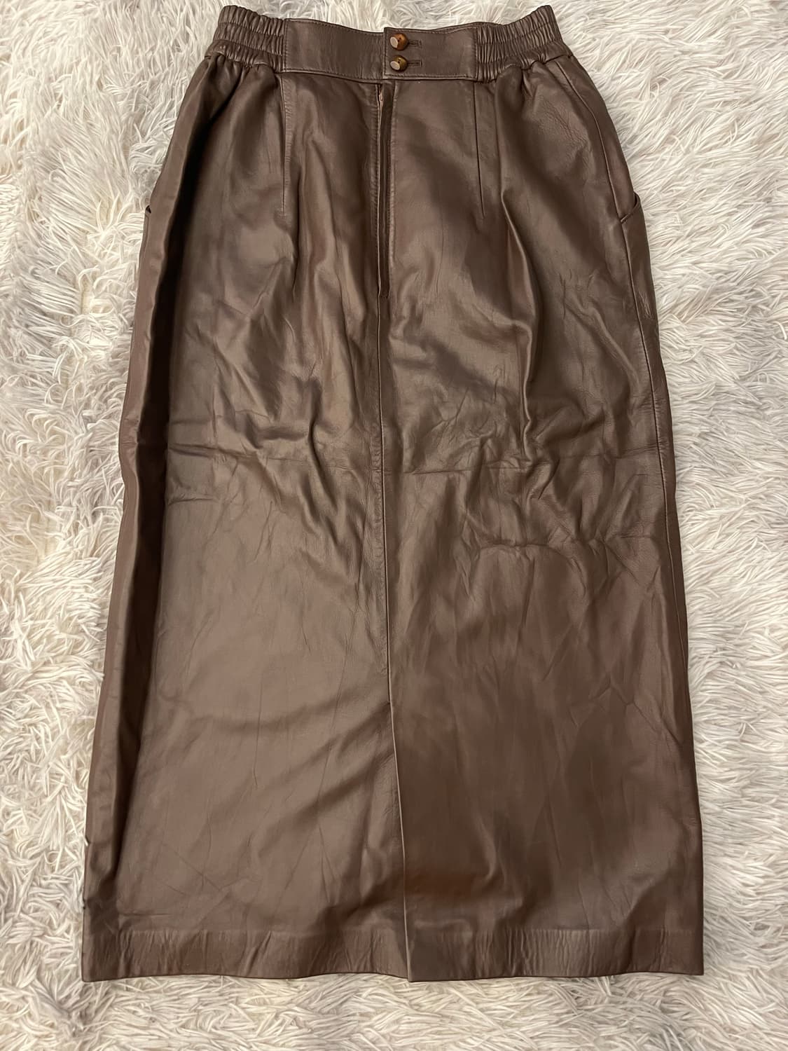 조르쥬 레쉬 브라운 가죽 밴딩 빈티지 스커트 치마 상품이미지1