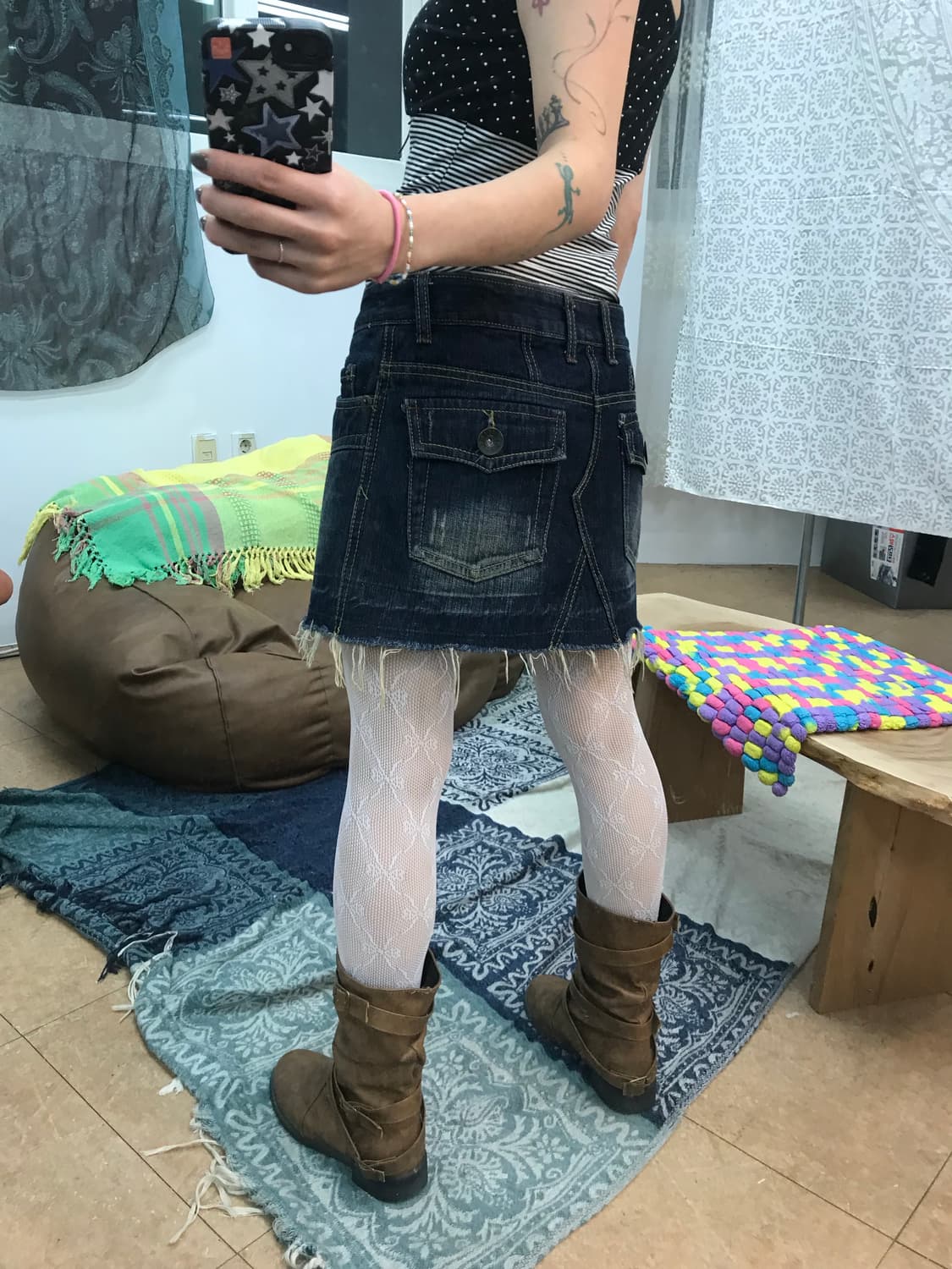 빈티지 여성 진청 데님 미니스커트  상품이미지2