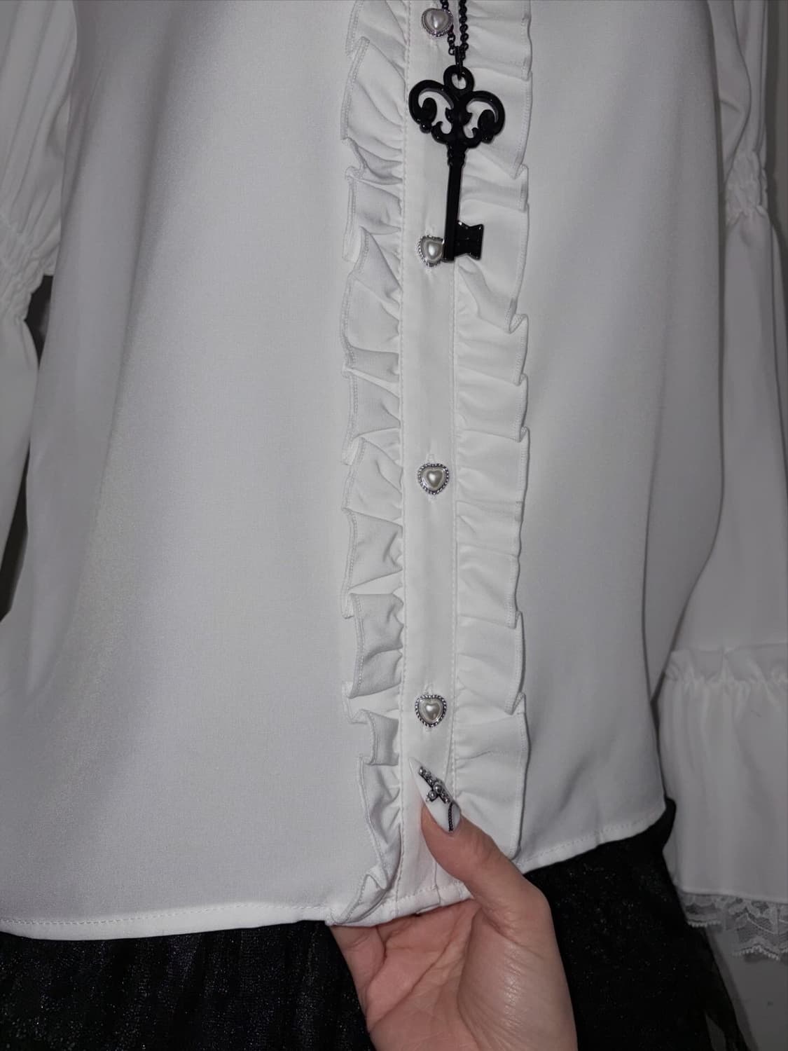 새상품) 고스로리 공겜여주 레이스 프릴 블라우스 상품이미지7