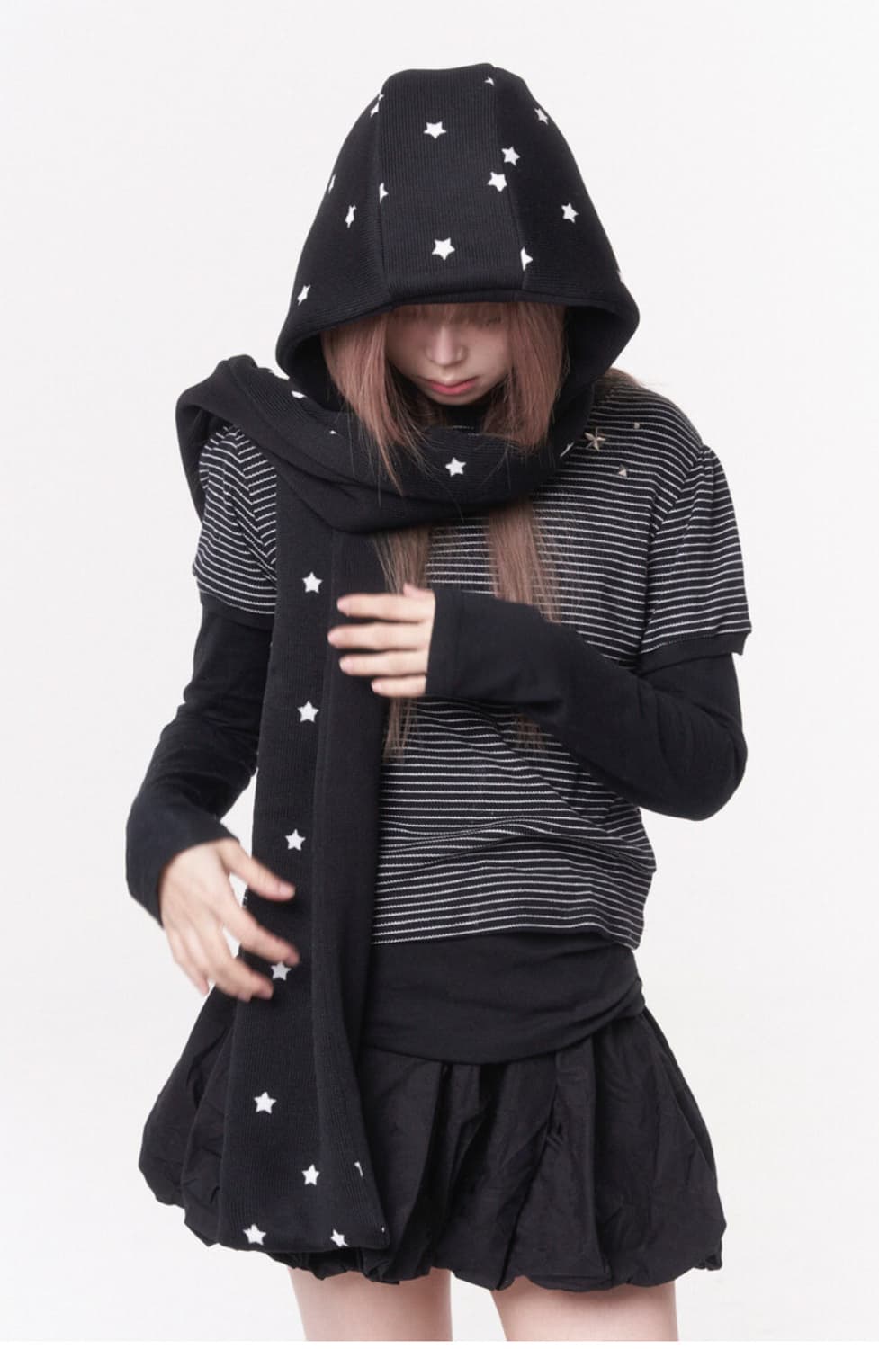 핀쿠노마루 스타 리버시블 후드 머플러 상품이미지2