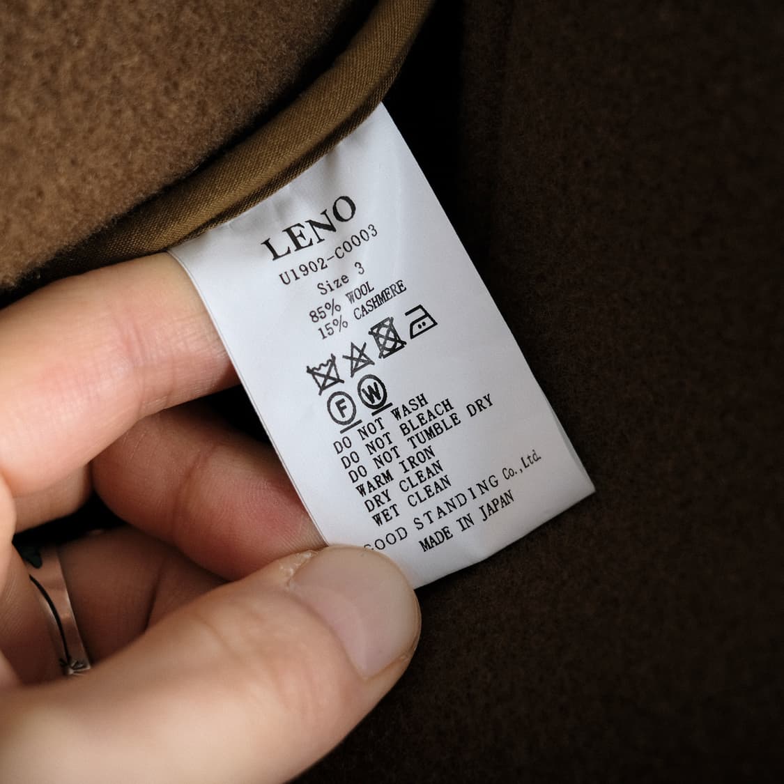 레노 Leno 울 캐시미어 더플 코트 3(105~)사이즈 카멜 상품이미지10