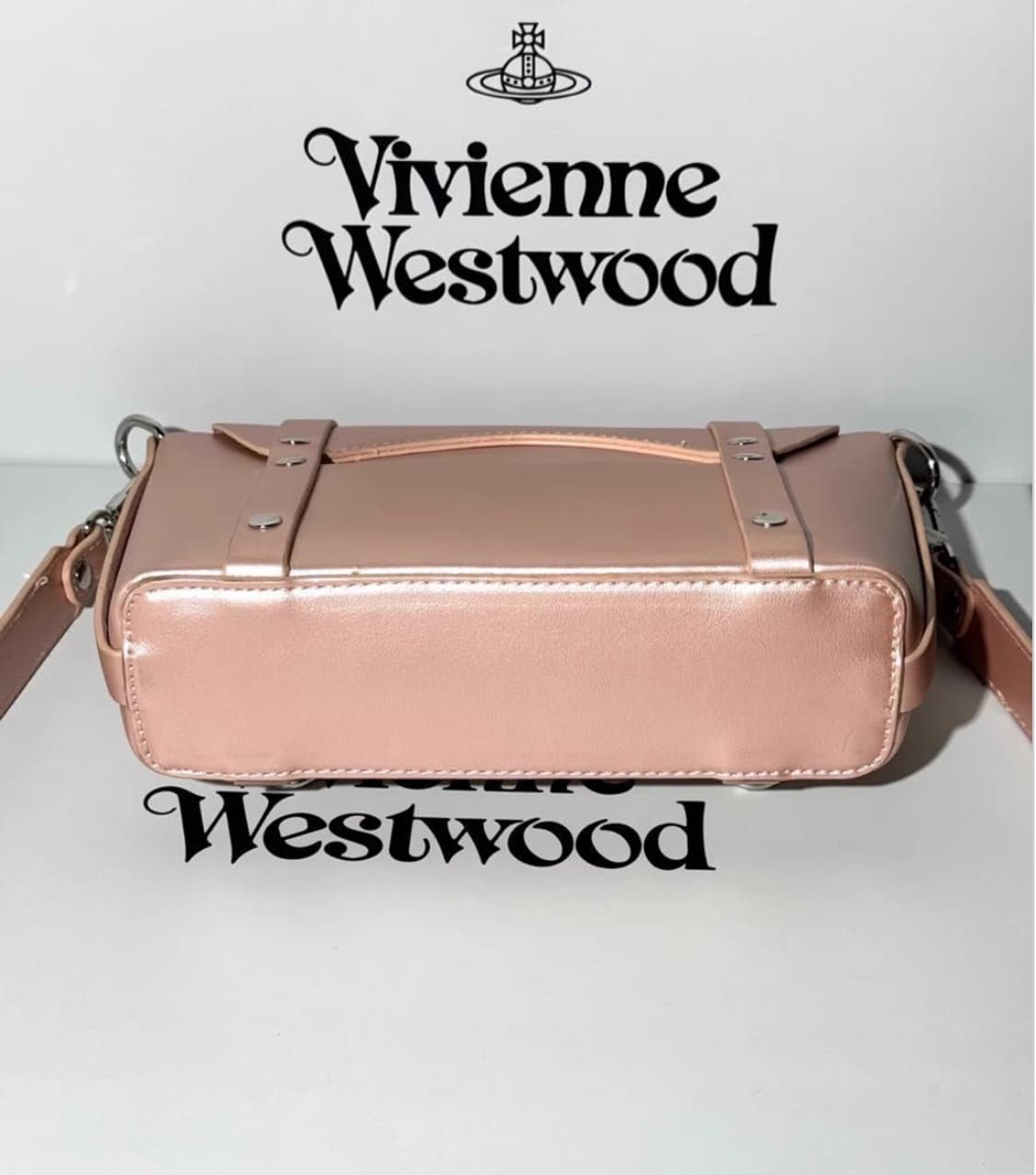 비비안웨스트우드 아카이브 은장 orb 핑크 레더 숄더백 상품이미지5