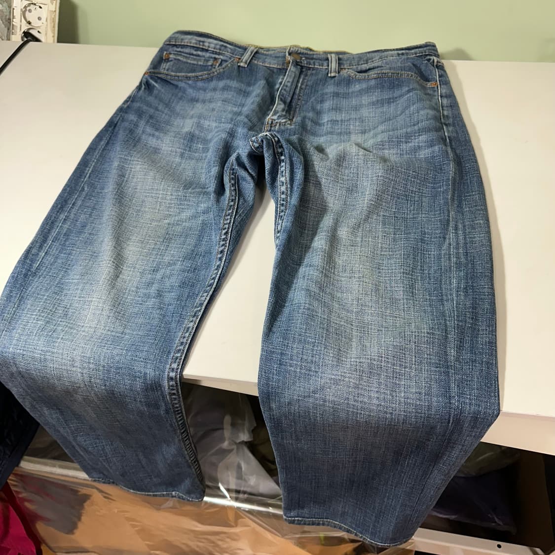 M-L 리바이스502 레귤러핏 빈티지 중청워시드 데님팬츠 청바지 상품이미지3