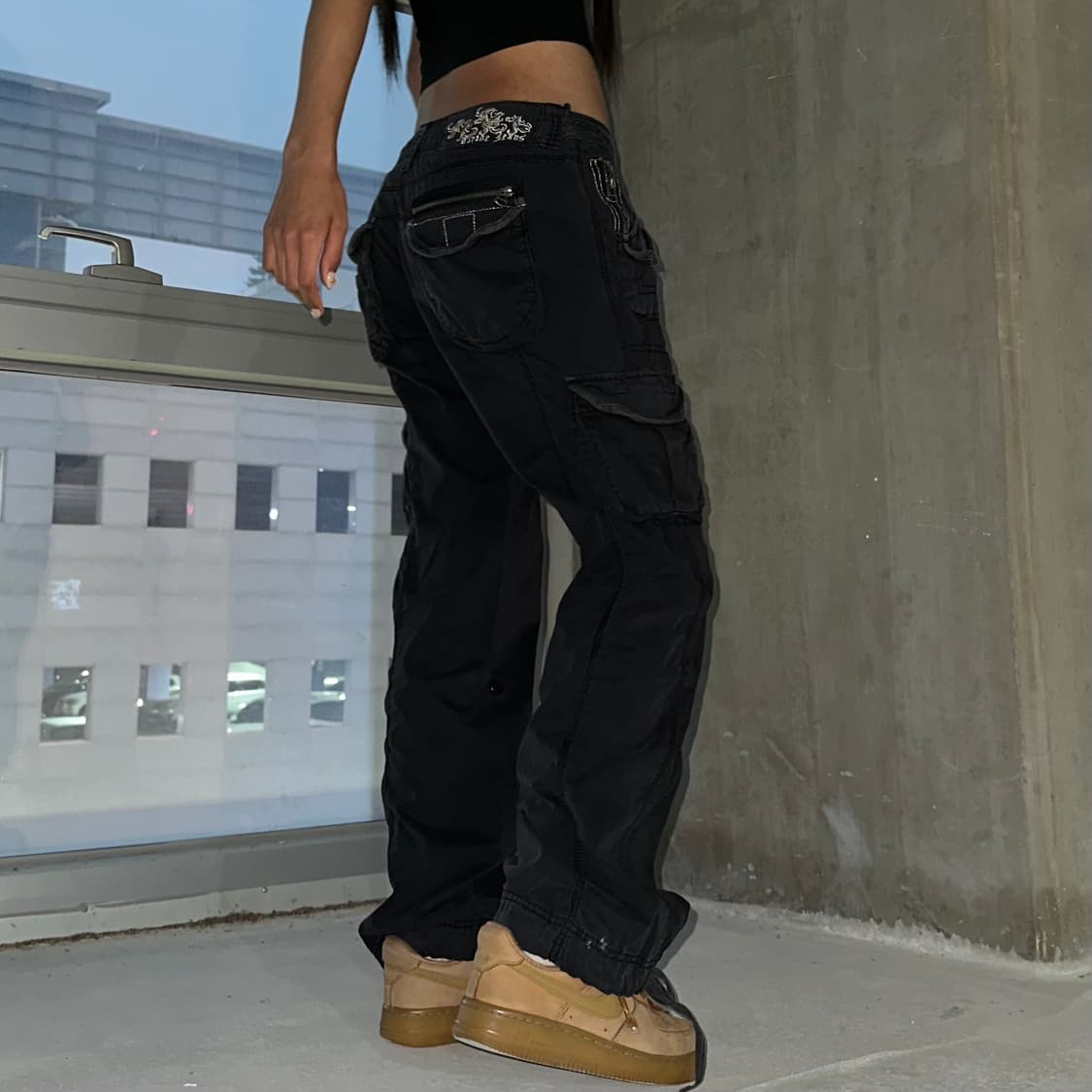 Black y2k cargo pants 상품이미지3