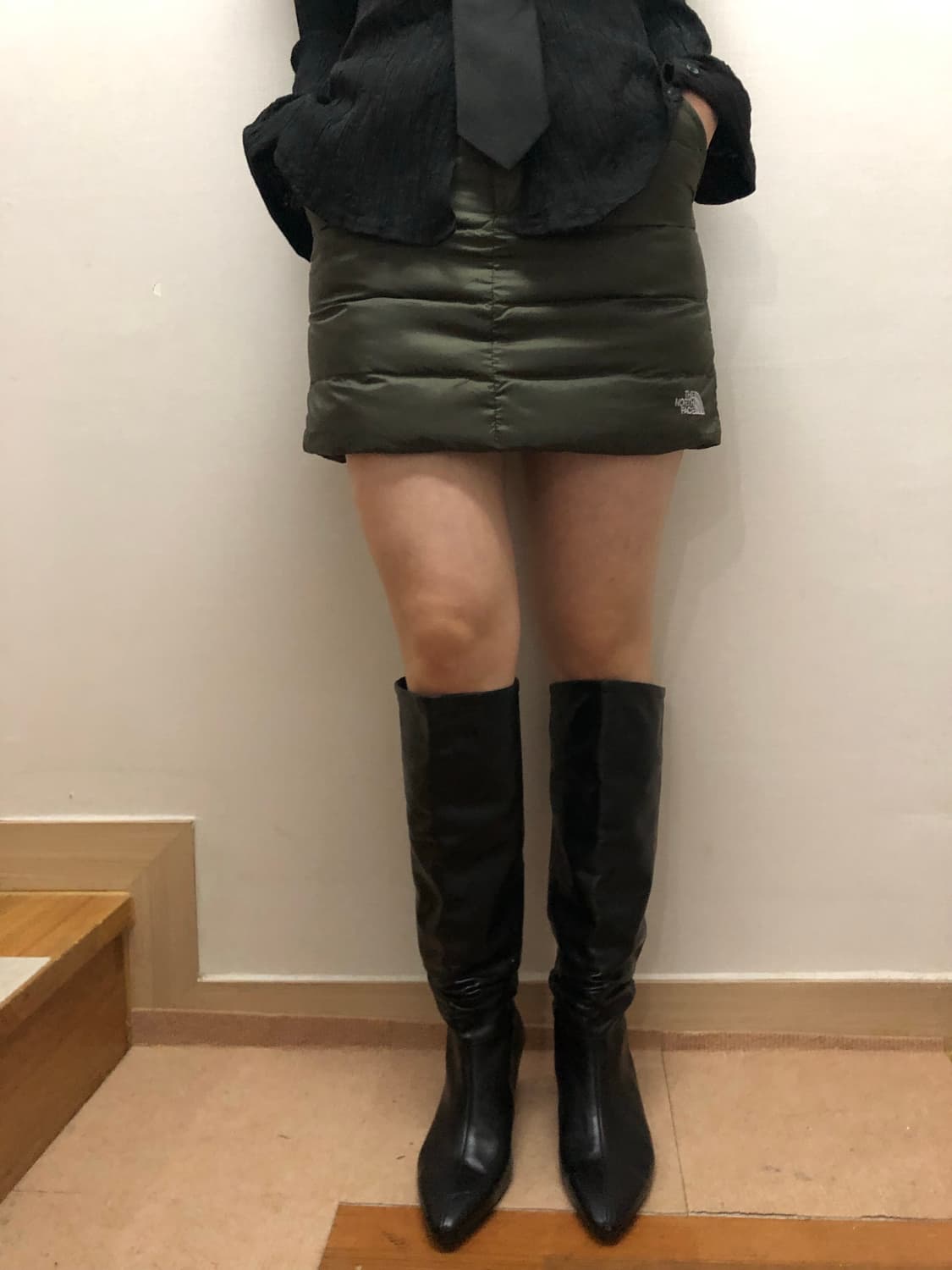 빈티지 노스페이스 카키 패딩 스커트 상품이미지5