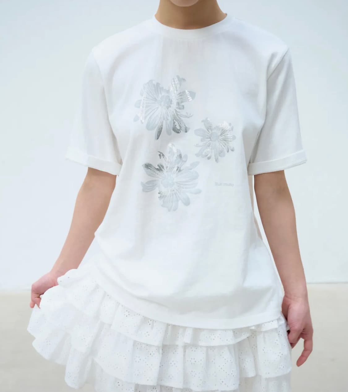버뮬라 반팔티셔츠 FLOWER OVERSIZED T-SHIRT (WHIT 상품이미지1