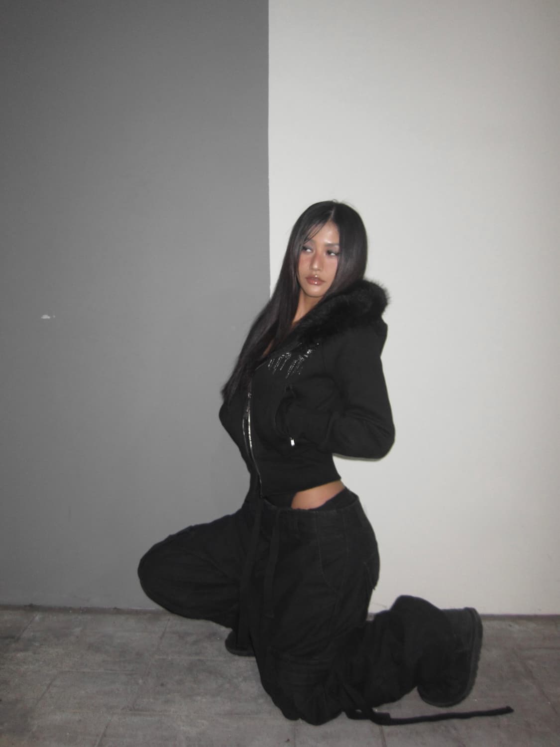 플로팔 후드집업 블랙 상품이미지2