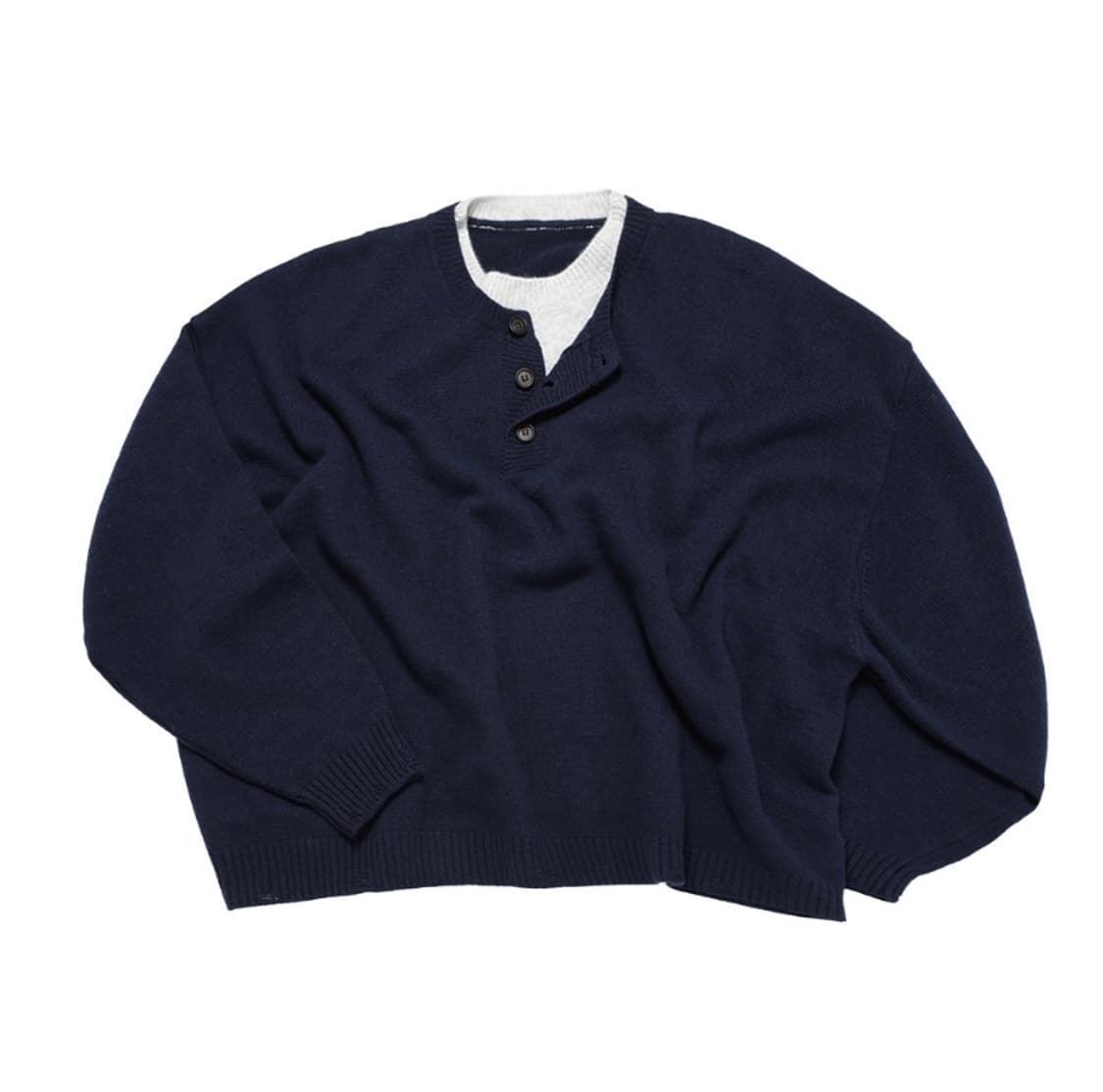 [M] MJD 콘트라스트 니트 네이비 상품이미지1