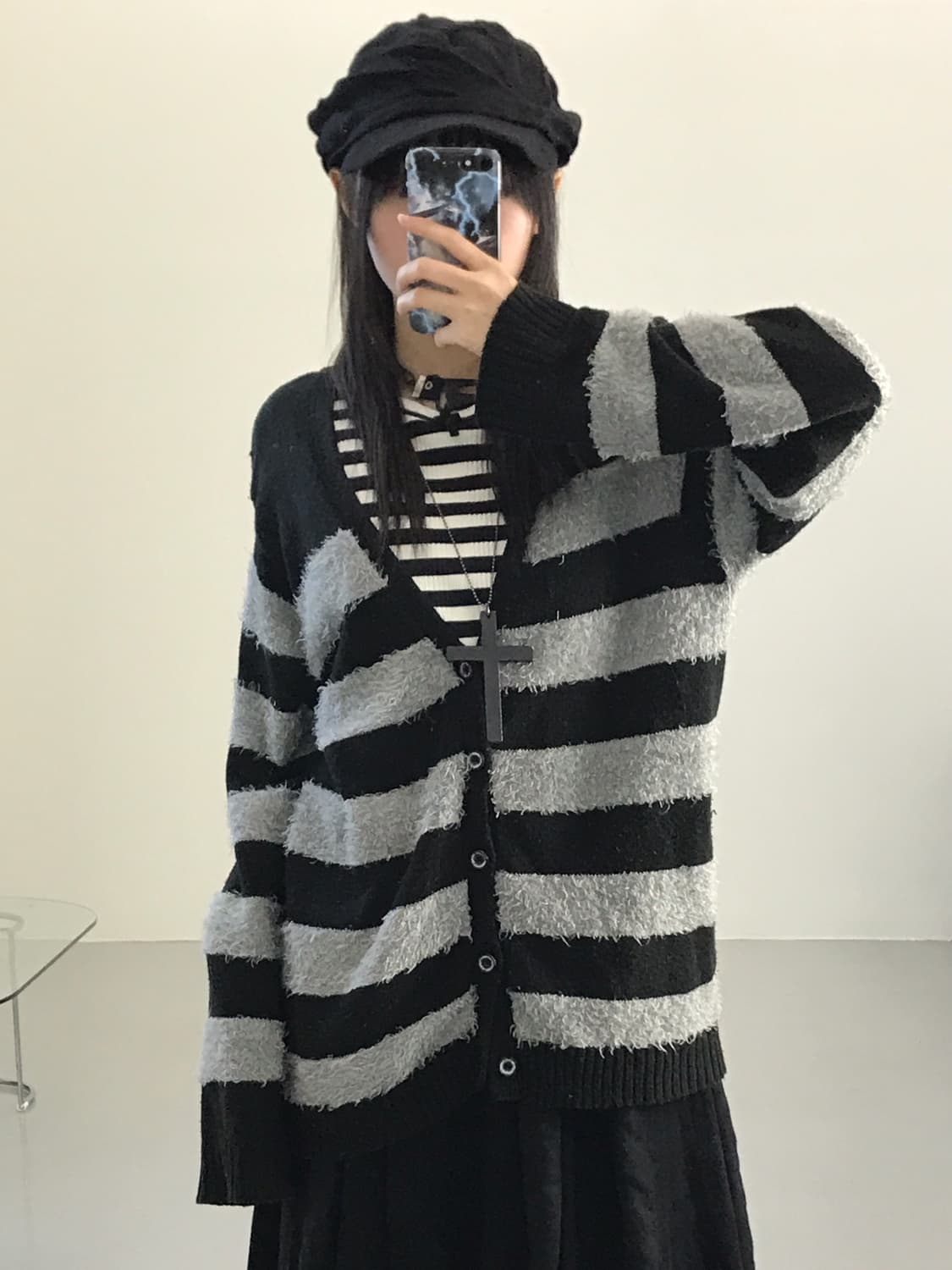 Jpn Y2k Striped Cardigans 상품이미지2