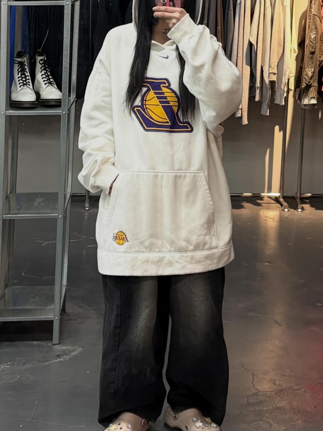 나이키 LA 레이커스 센터 스우시 화이트 후드티 A3662 상품이미지1