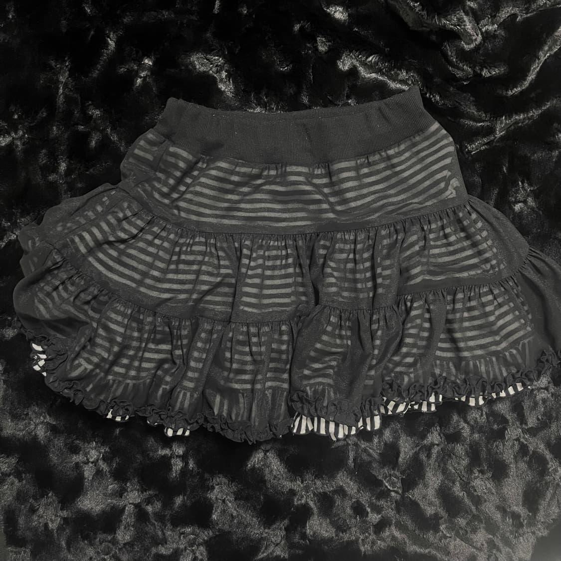 스트라이프 갸루 캉캉 스커트 펑크 줄무늬 상품이미지1