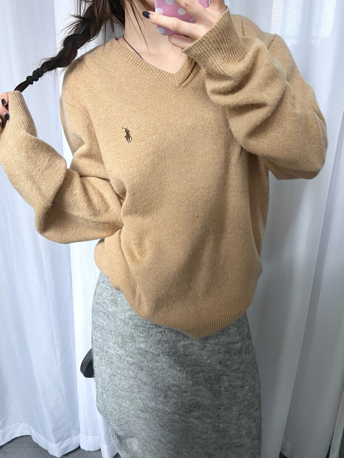 Polo 폴로 랄프로렌 램스울 베이지컬러 브이넥 니트 상품이미지7