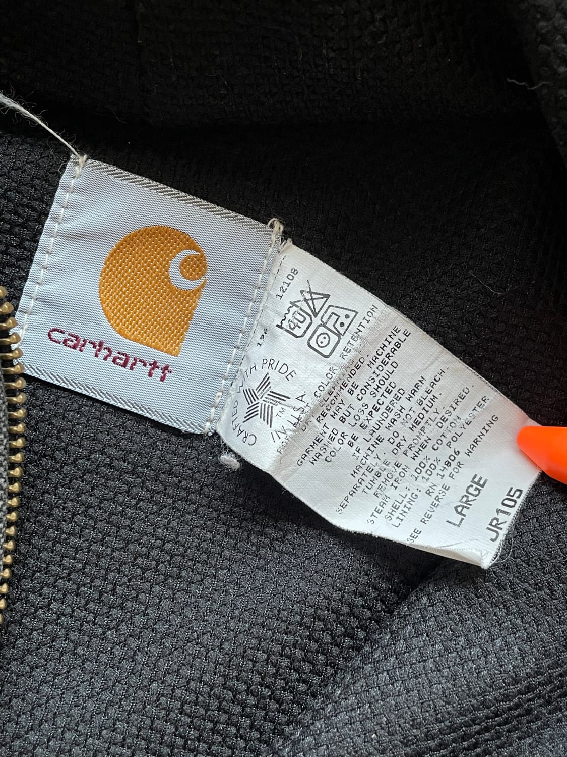 90s 칼하트 JR105 블랙 액티브 자켓 OG 후드자켓 상품이미지3